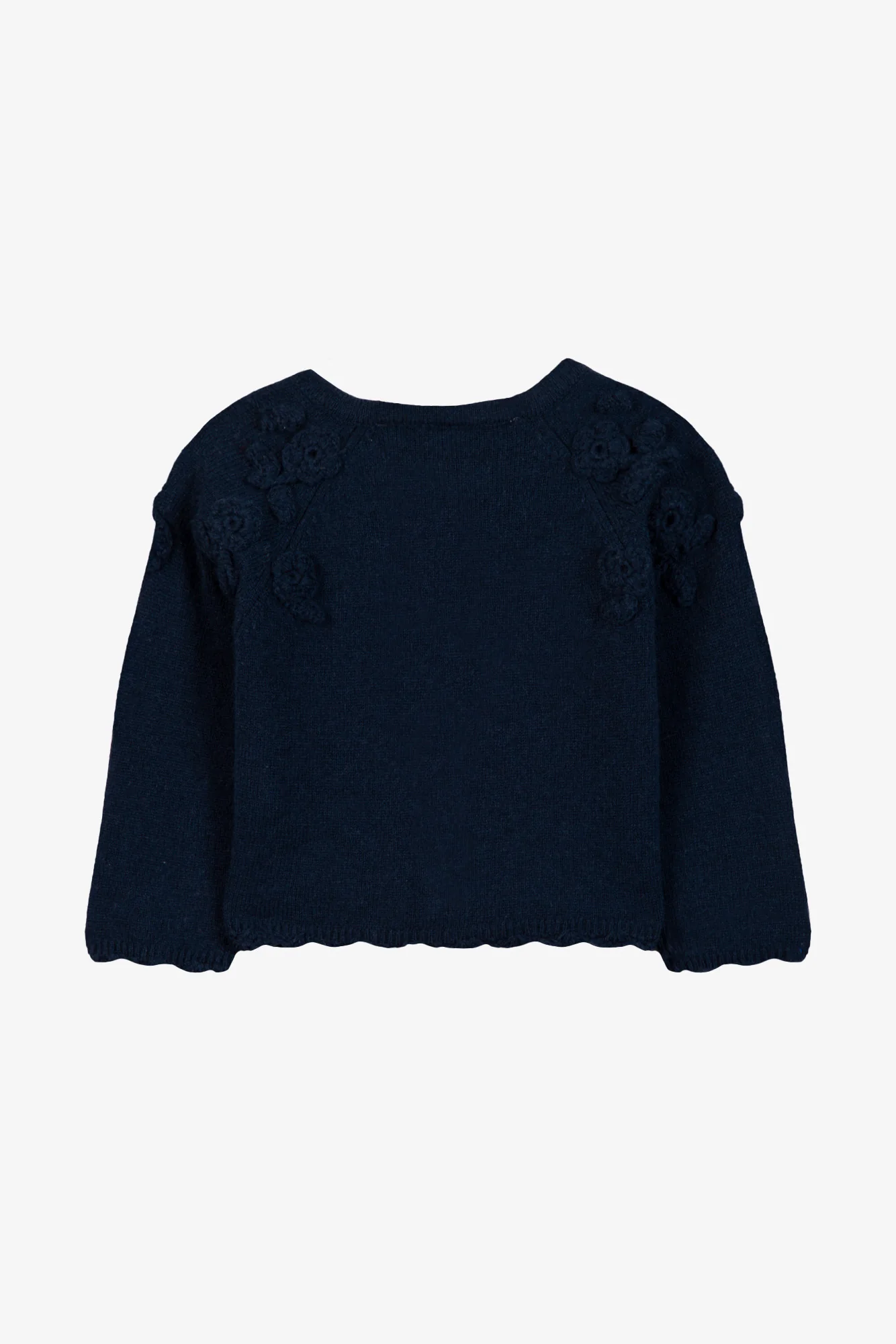 Cardigan - Marine laine broderie main fleurs - Image 5