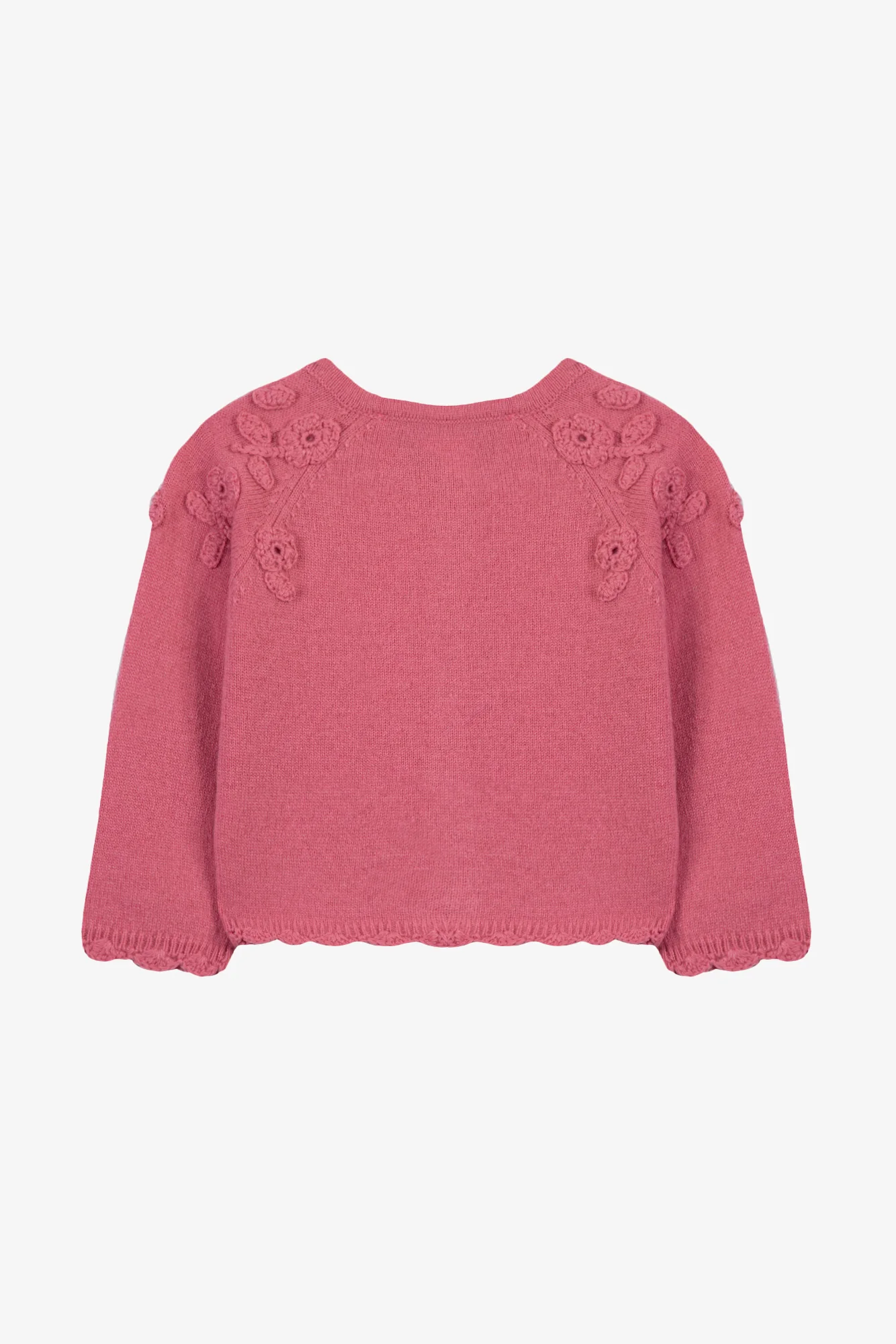 Cardigan - Rose pivoine laine broderie main fleurs - Image 2