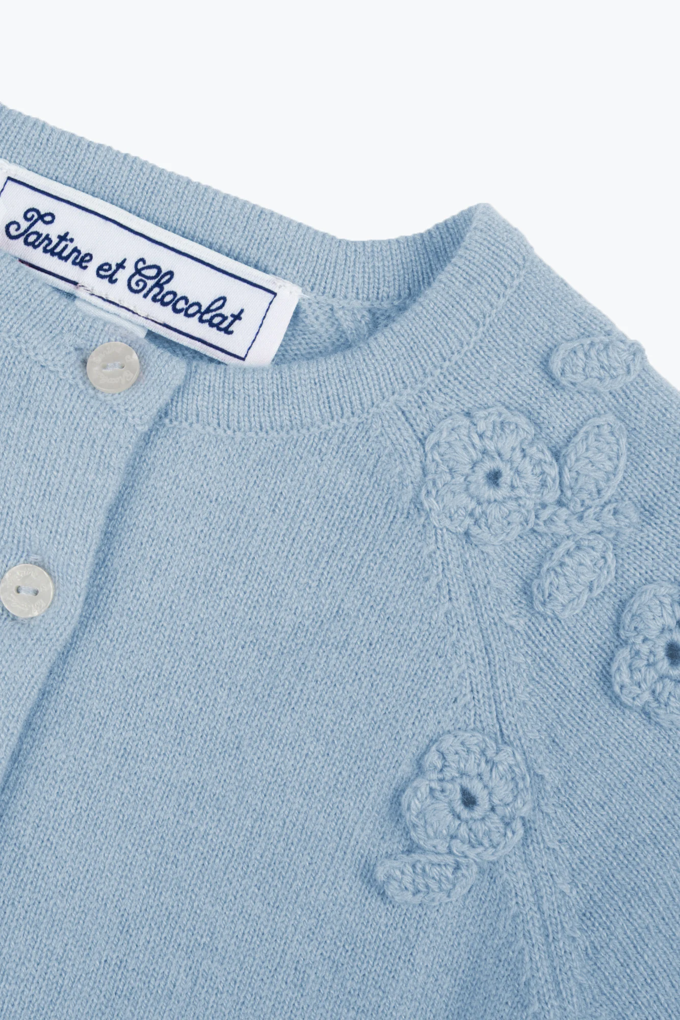 Cardigan - Nuage laine broderie main fleurs - Image 3
