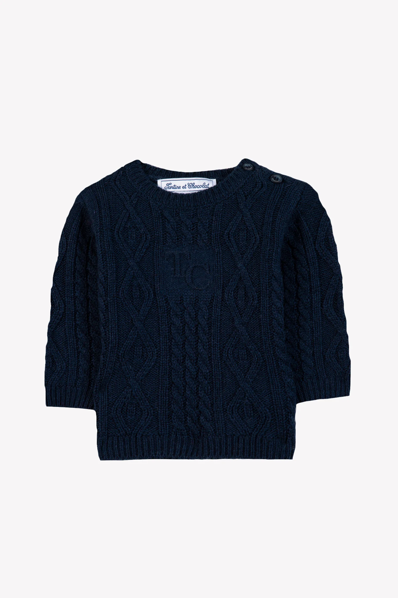 Pull - Marine laine maille torsadée - Image 3