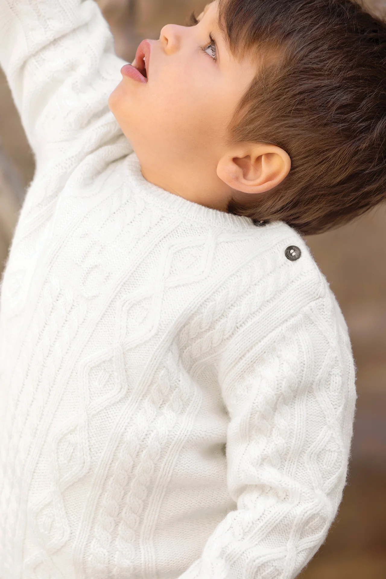 Pull - Ecru laine maille torsadée - Image 2