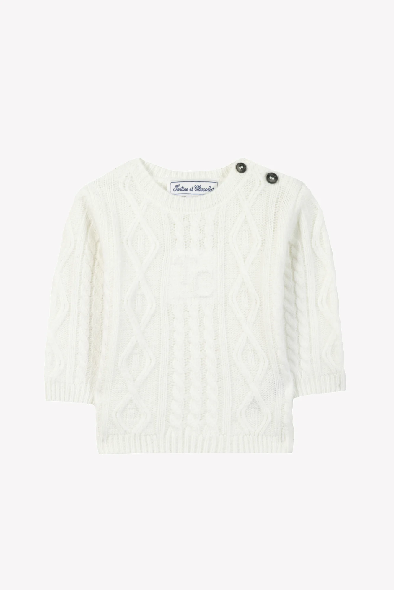 Pull - Ecru laine maille torsadée - Image 3