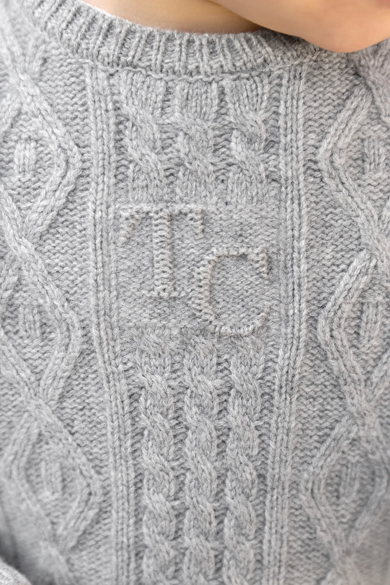 Pull - Gris chiné laine maille torsadée - Image 2
