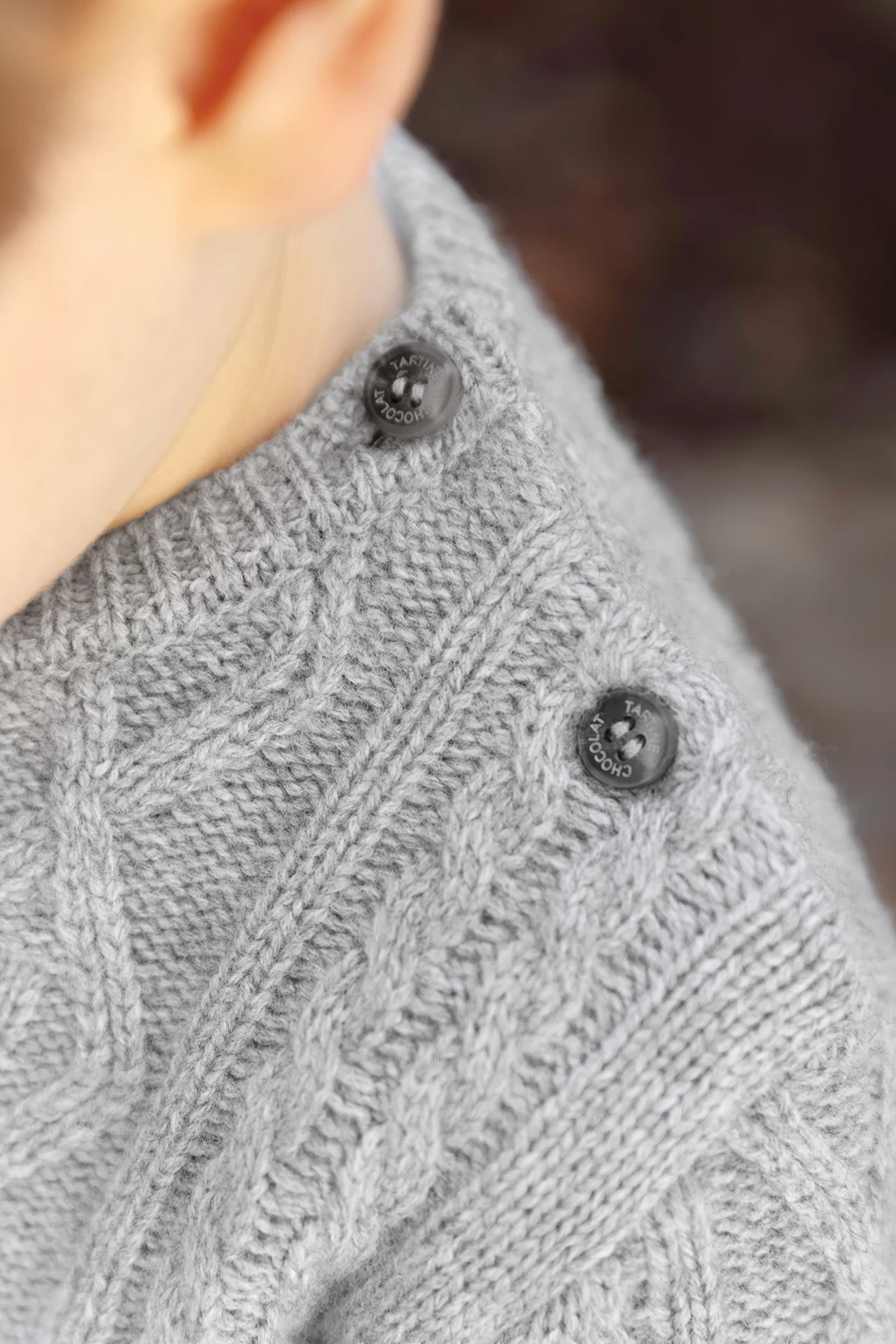 Pull - Gris chiné laine maille torsadée - Image 3