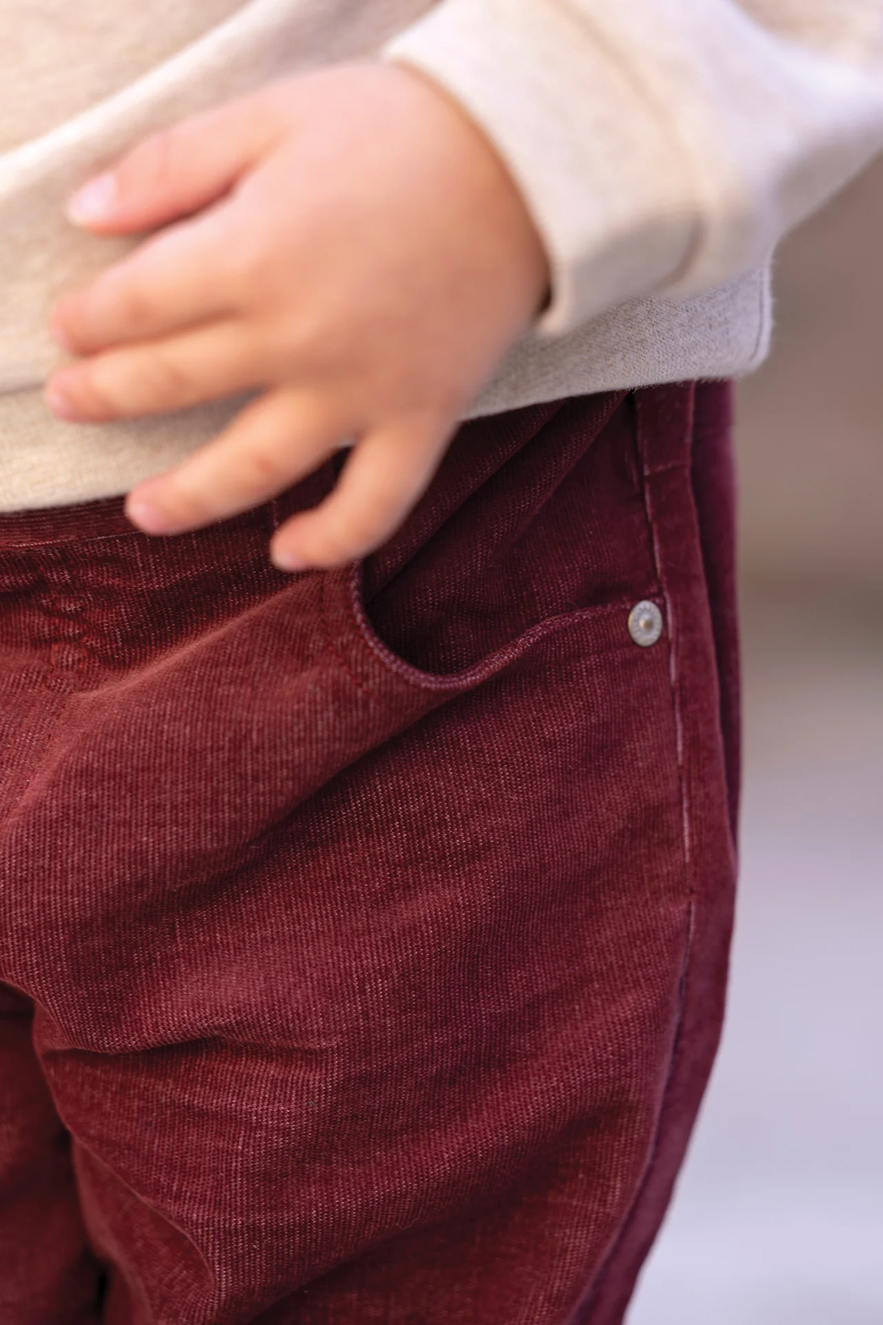Pantalon - Bordeaux velours côtelé - Image 3