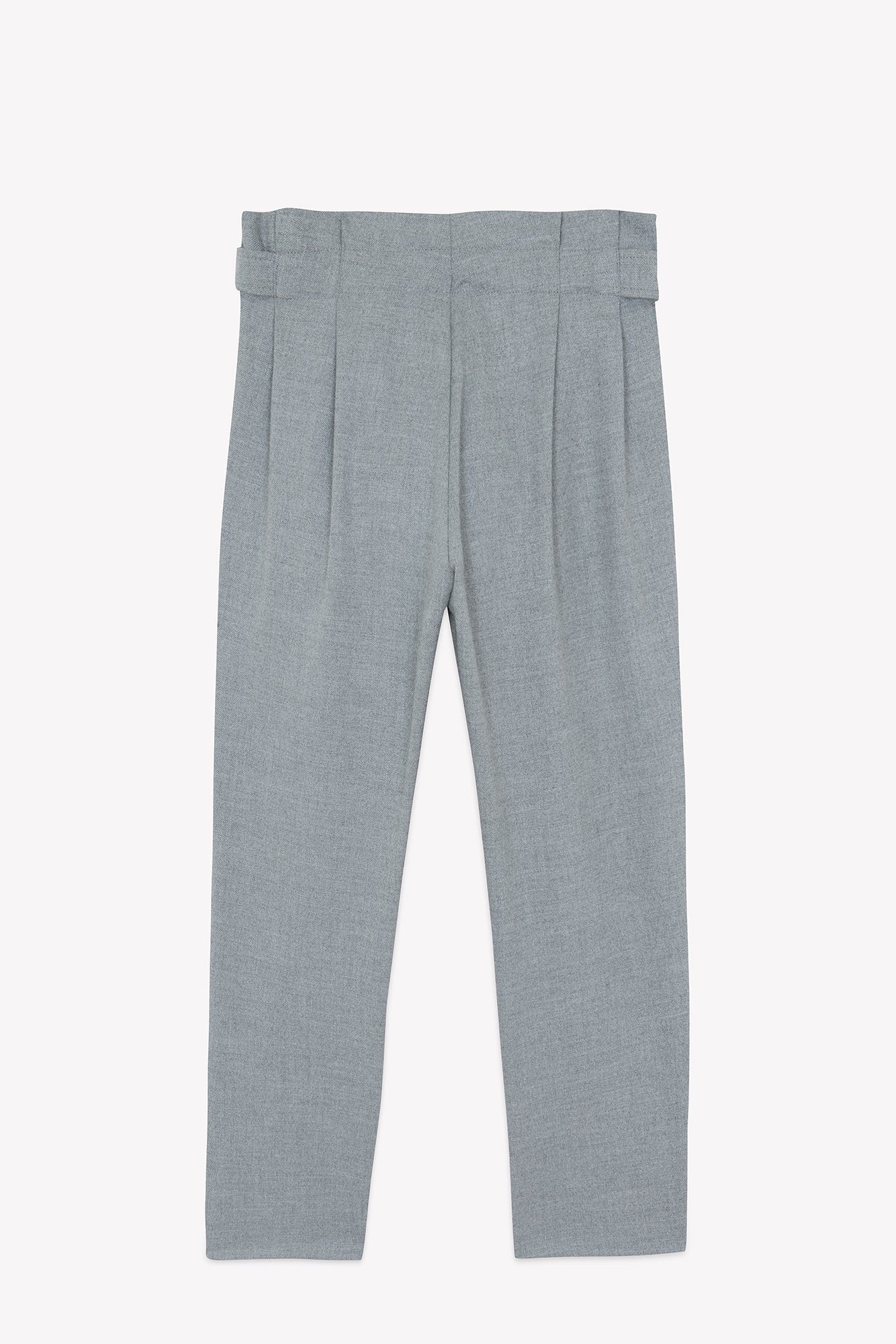Pantalon - Gris chiné coton plis plats - Image 4