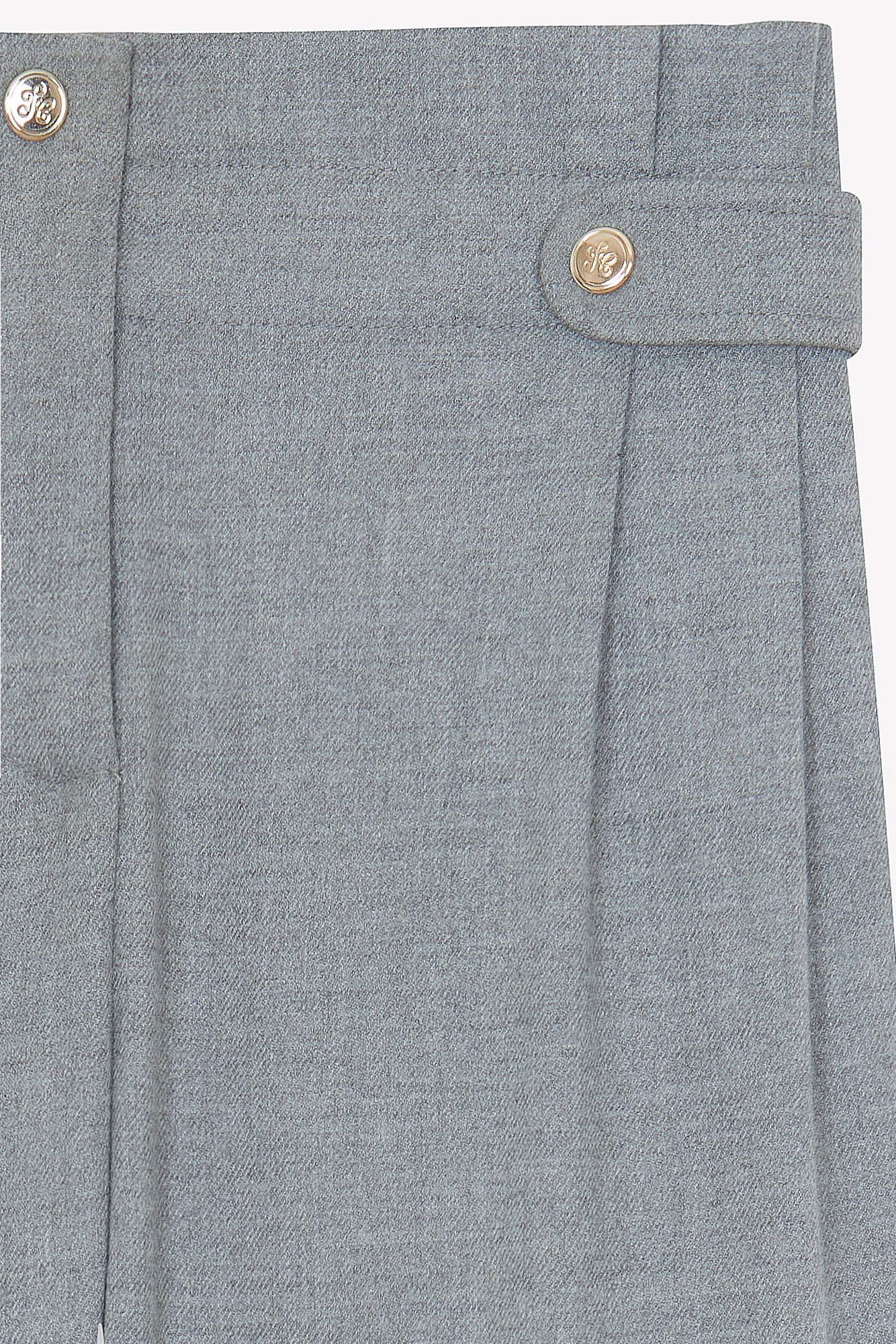 Pantalon - Gris chiné coton plis plats - Image 5