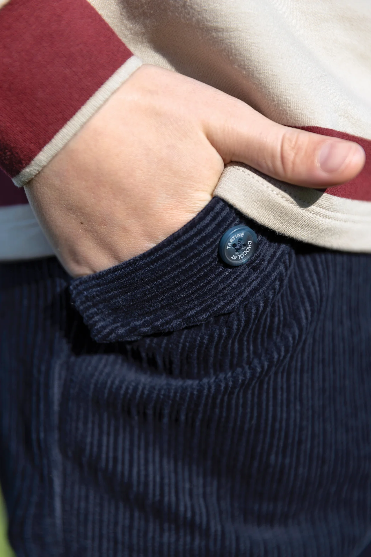Pantalon - Marine velours côtelé - Image 3
