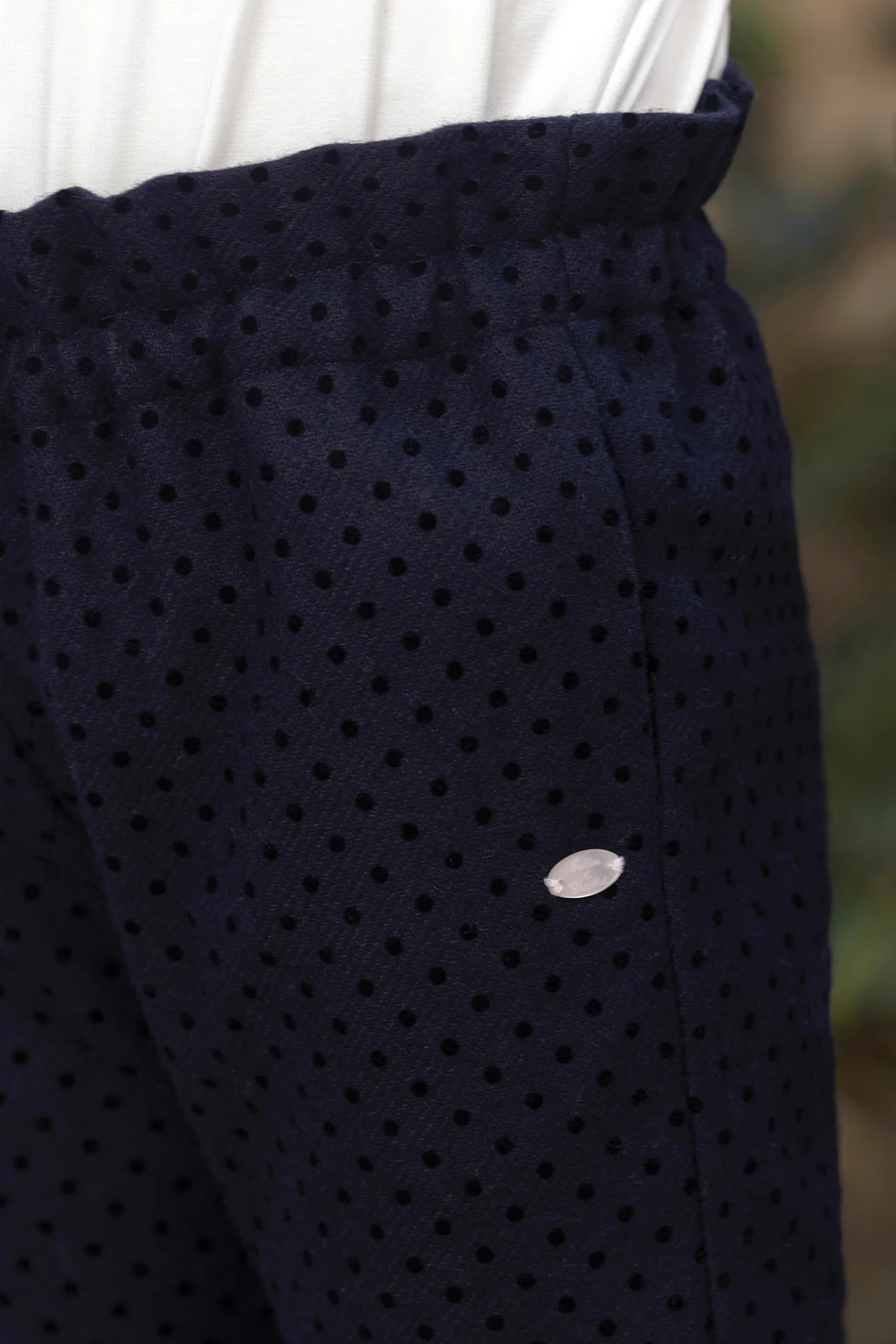 Pantalon - Marine laine motif pois - Image 2
