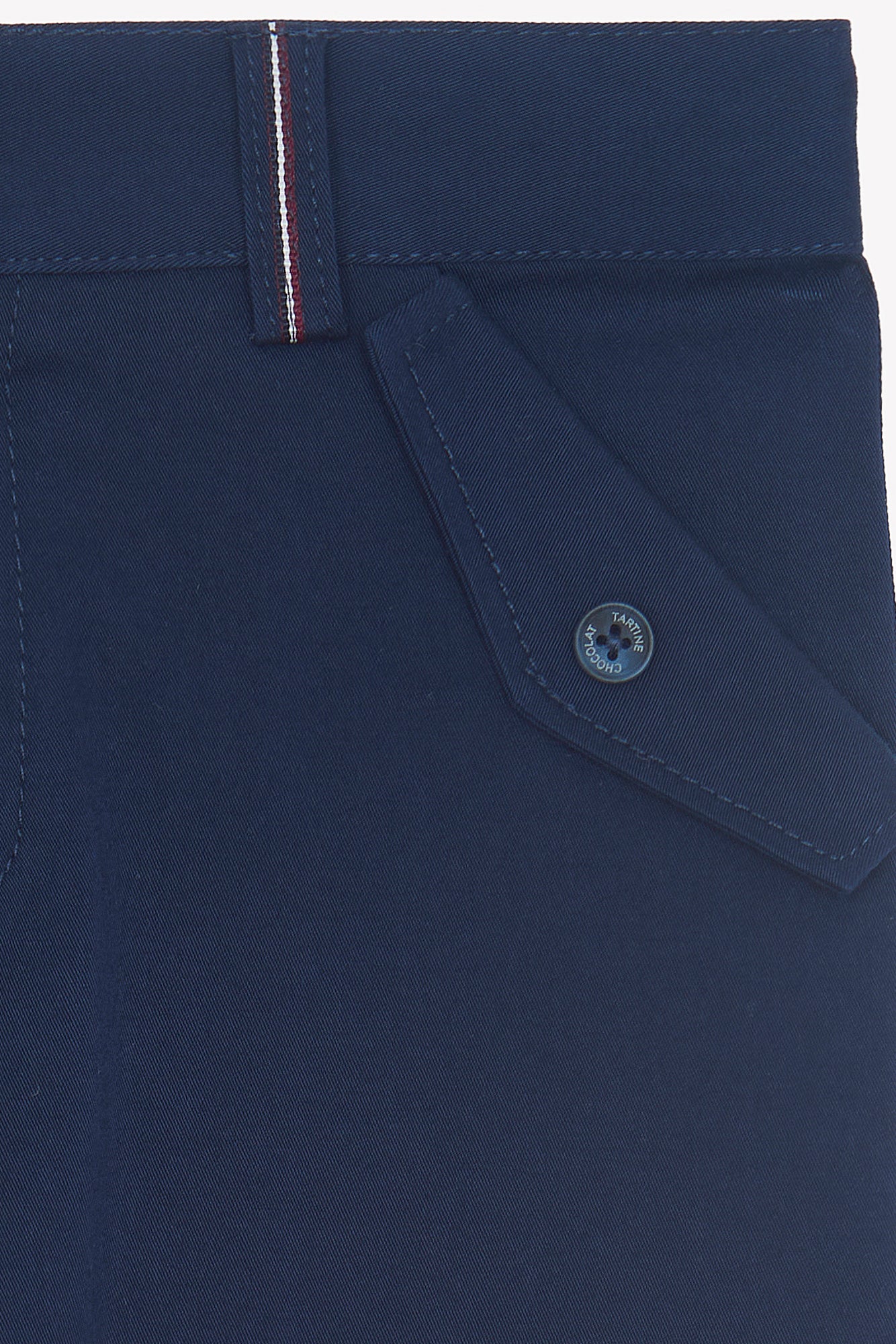 Pantalon - Marine coton liseré ceinture - Image 3