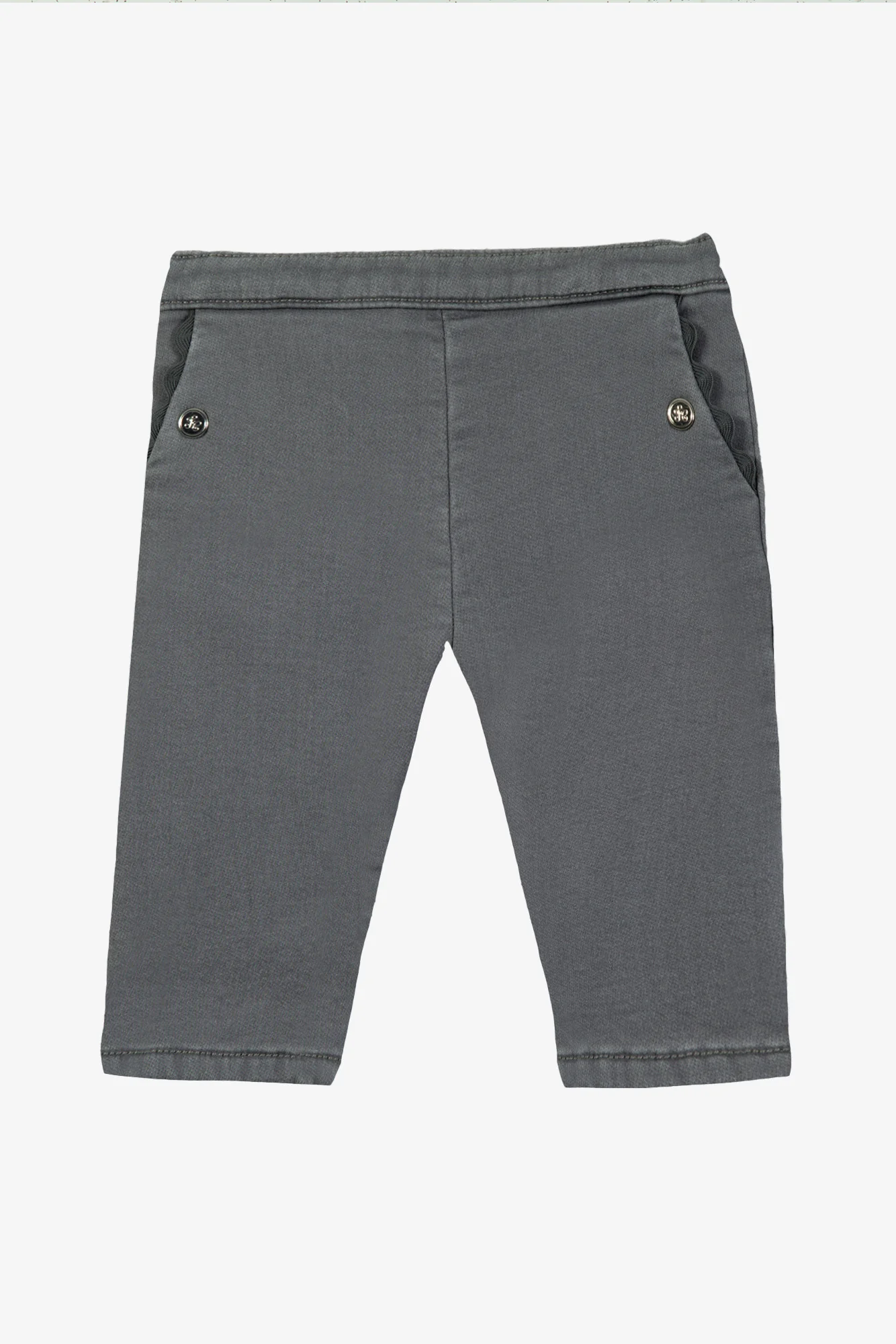 Pantalon - Gris moyen coton festonné
