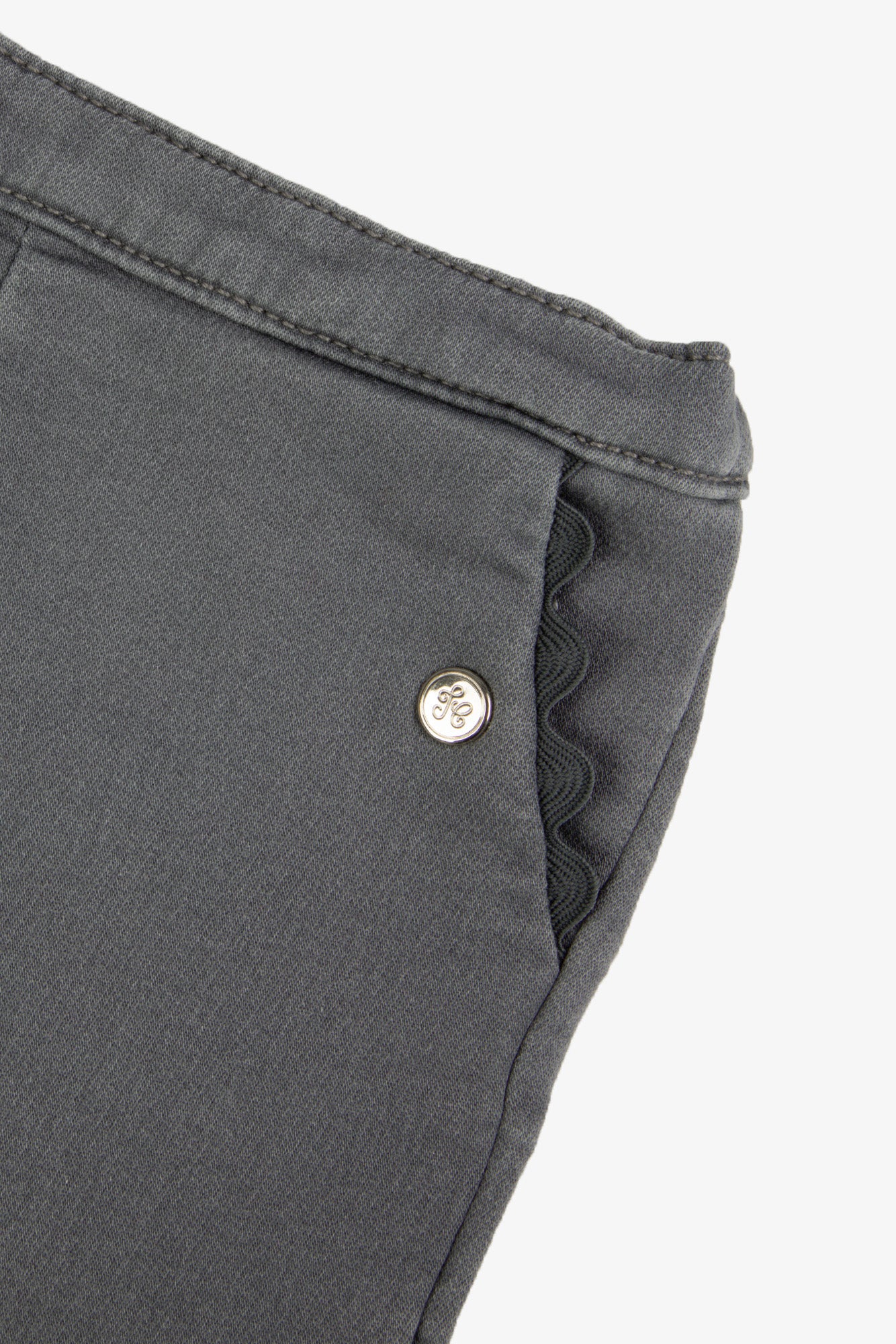 Pantalon - Gris moyen coton festonné - Image 3