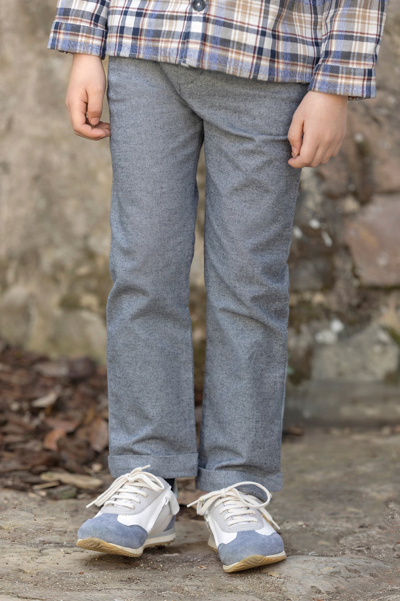 Pantalon - Marine coton plis