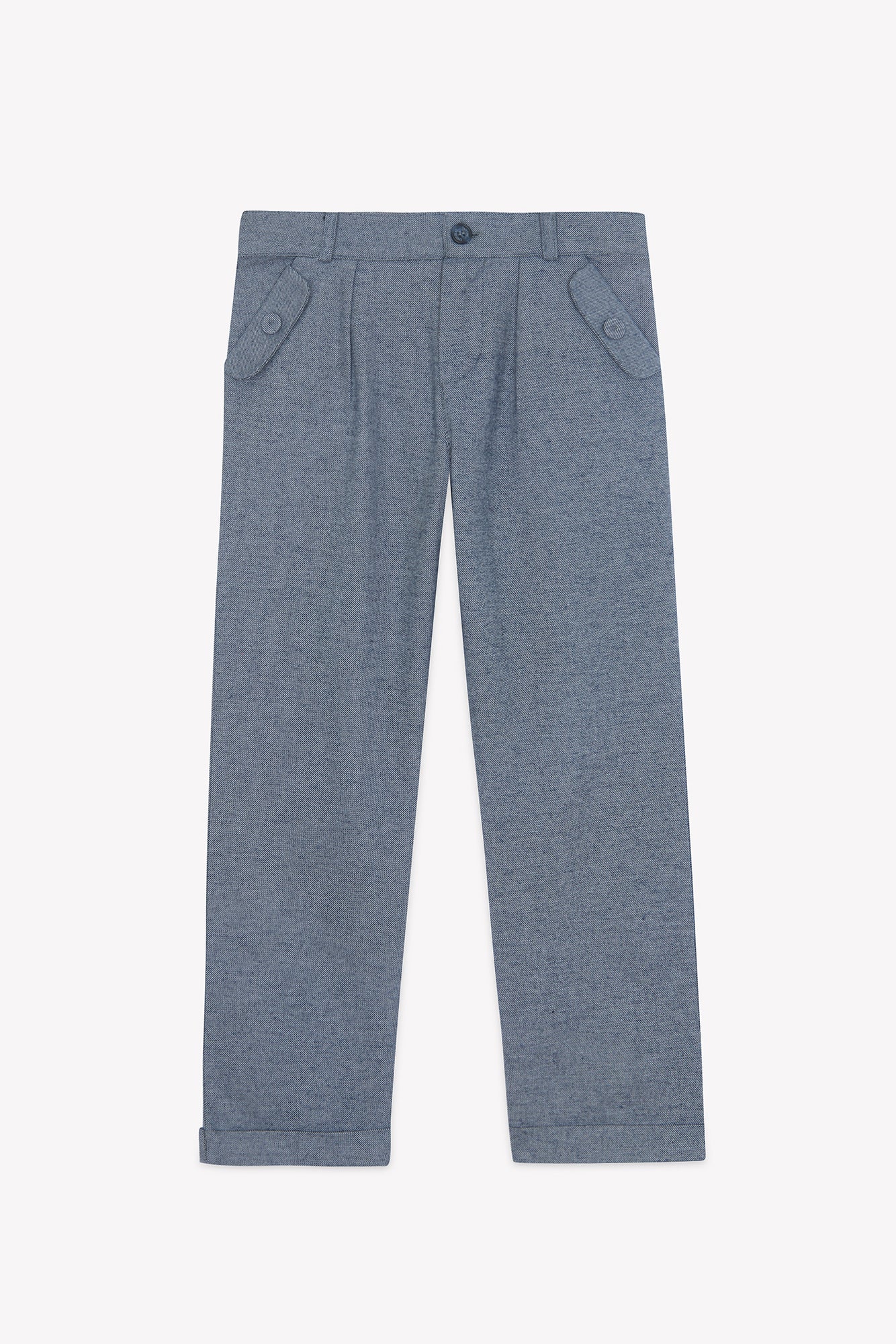 Pantalon - Marine coton plis - Image 4