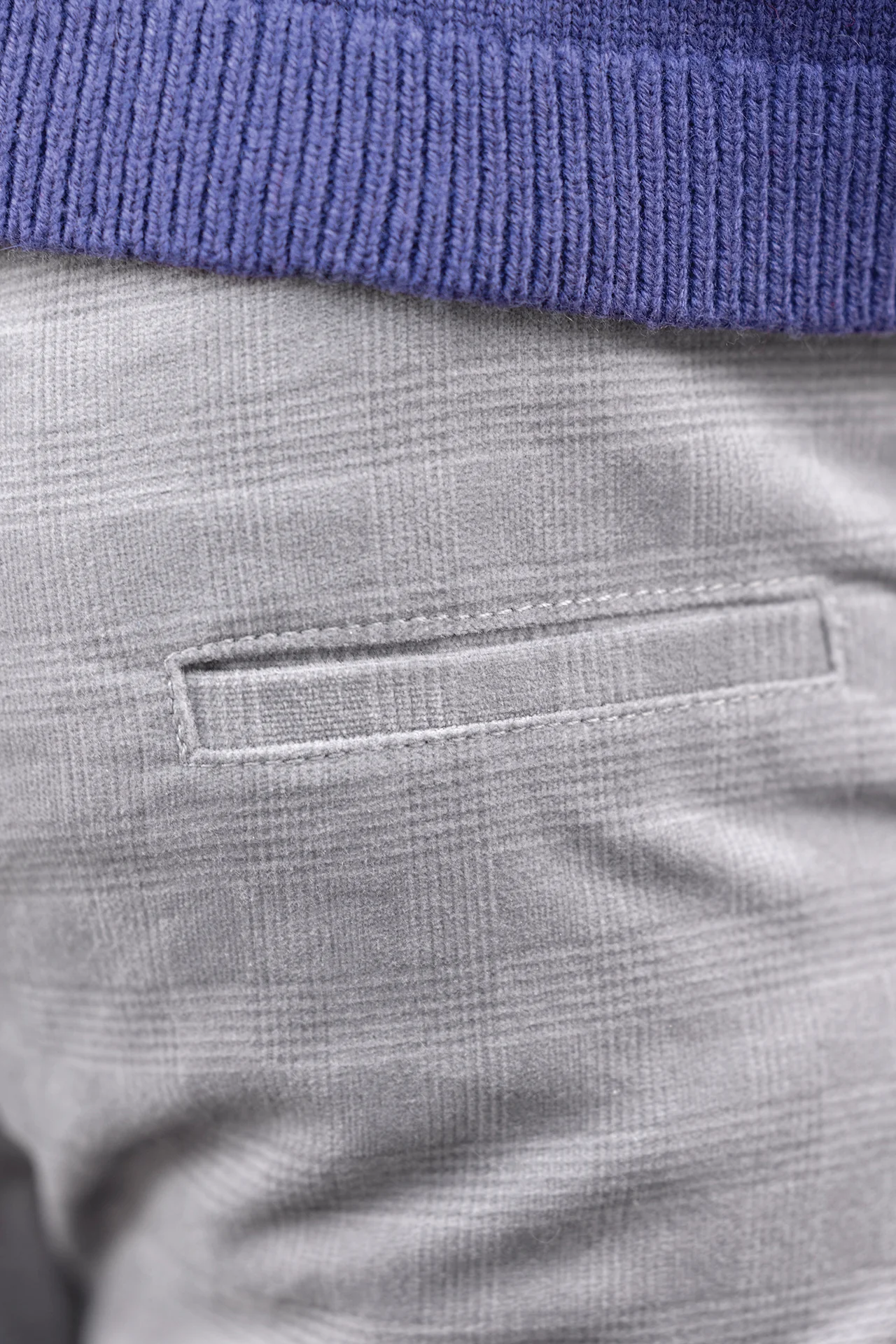 Pantalon - Gris moyen coton carreaux - Image 3