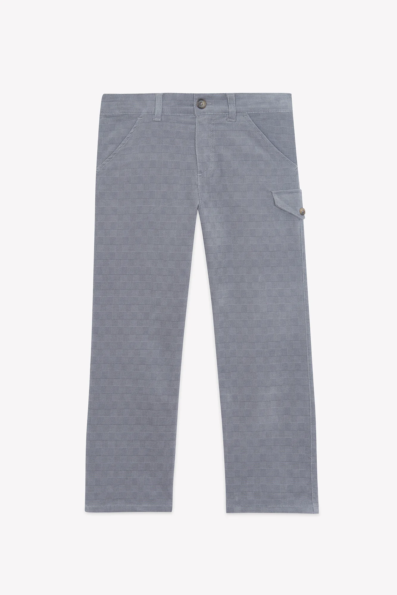Pantalon - Gris moyen coton carreaux - Image 4
