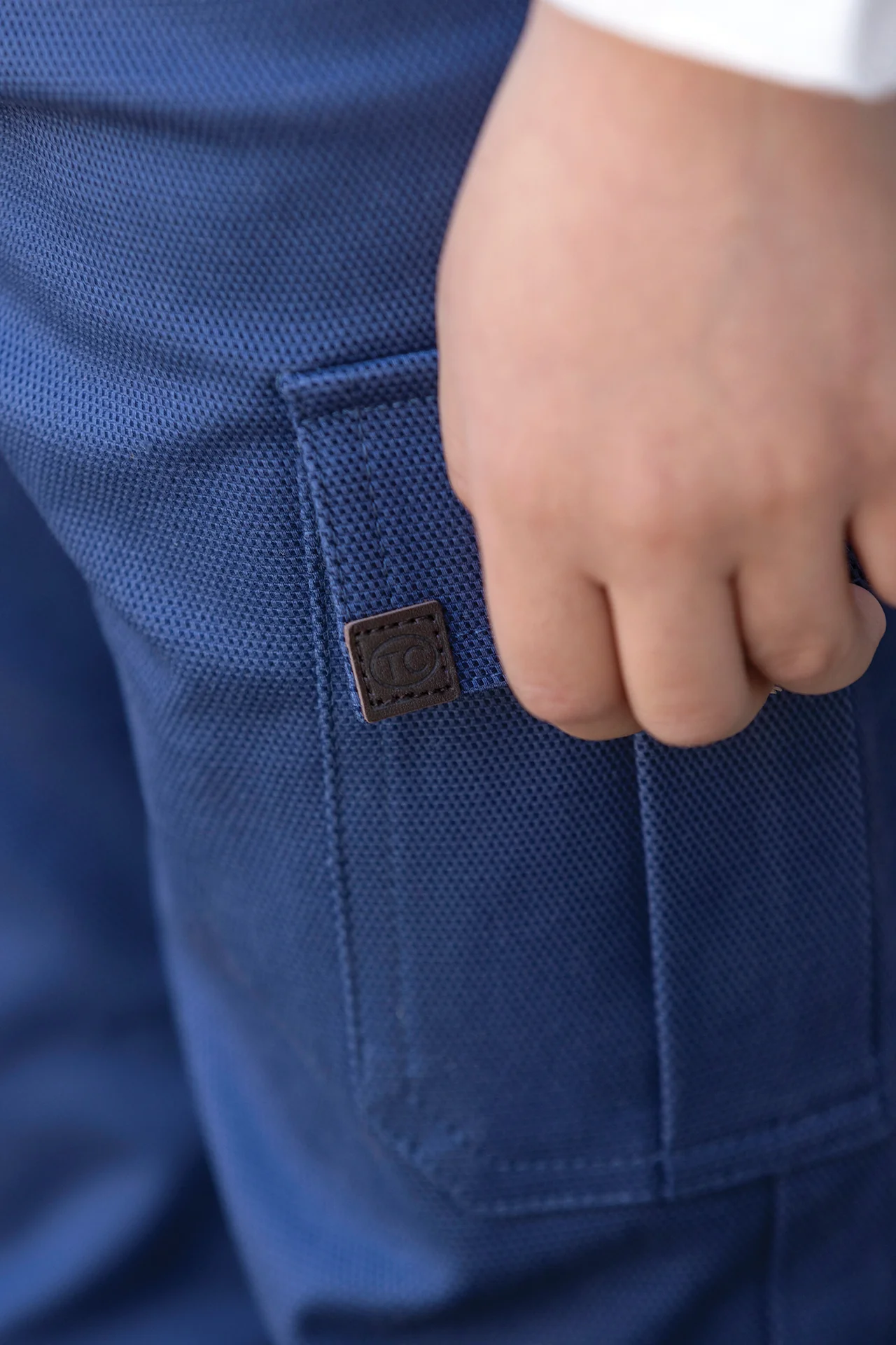 Pantalon - Indigo coton texturé - Image 2