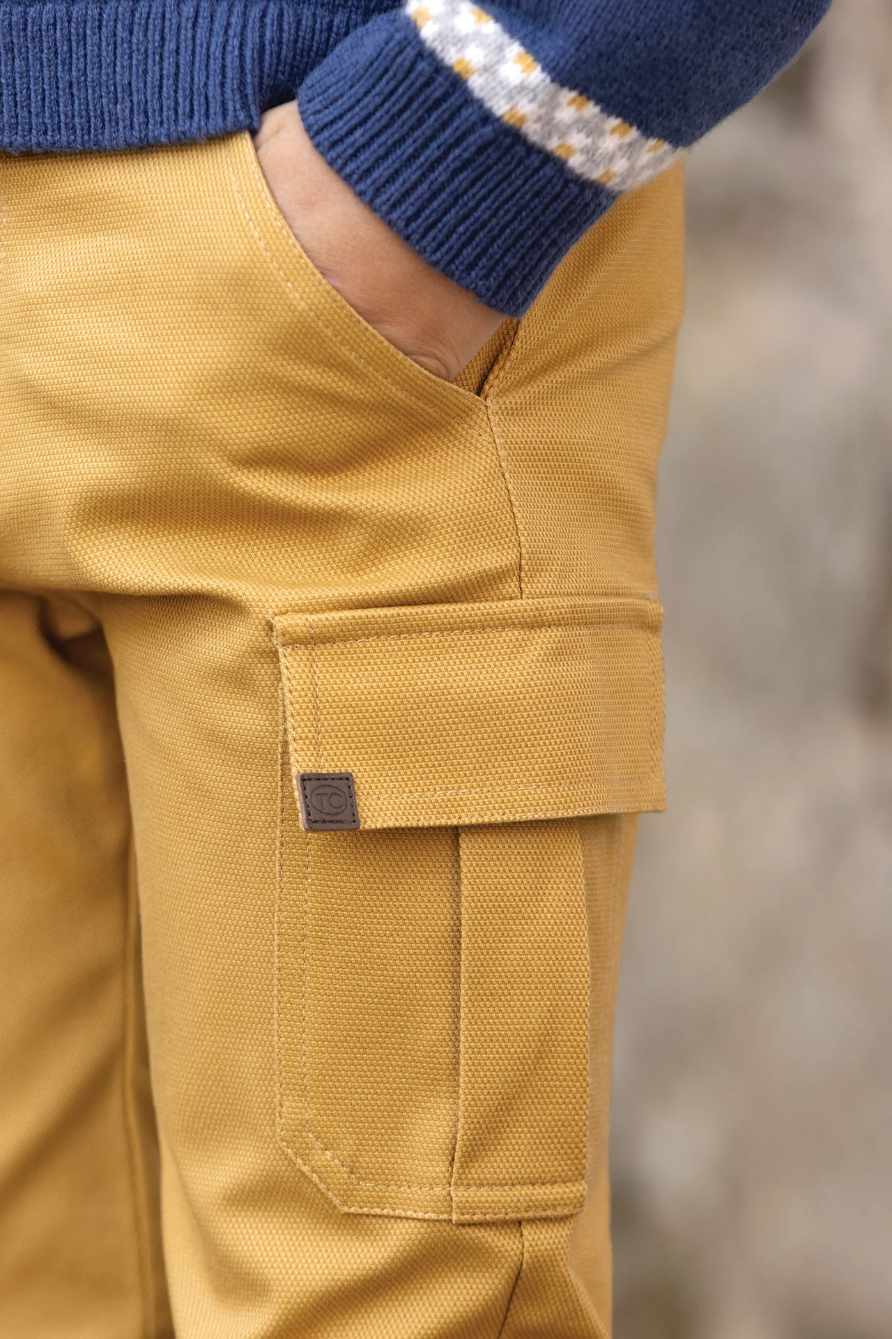 Pantalon - Moutarde coton texturé - Image 2