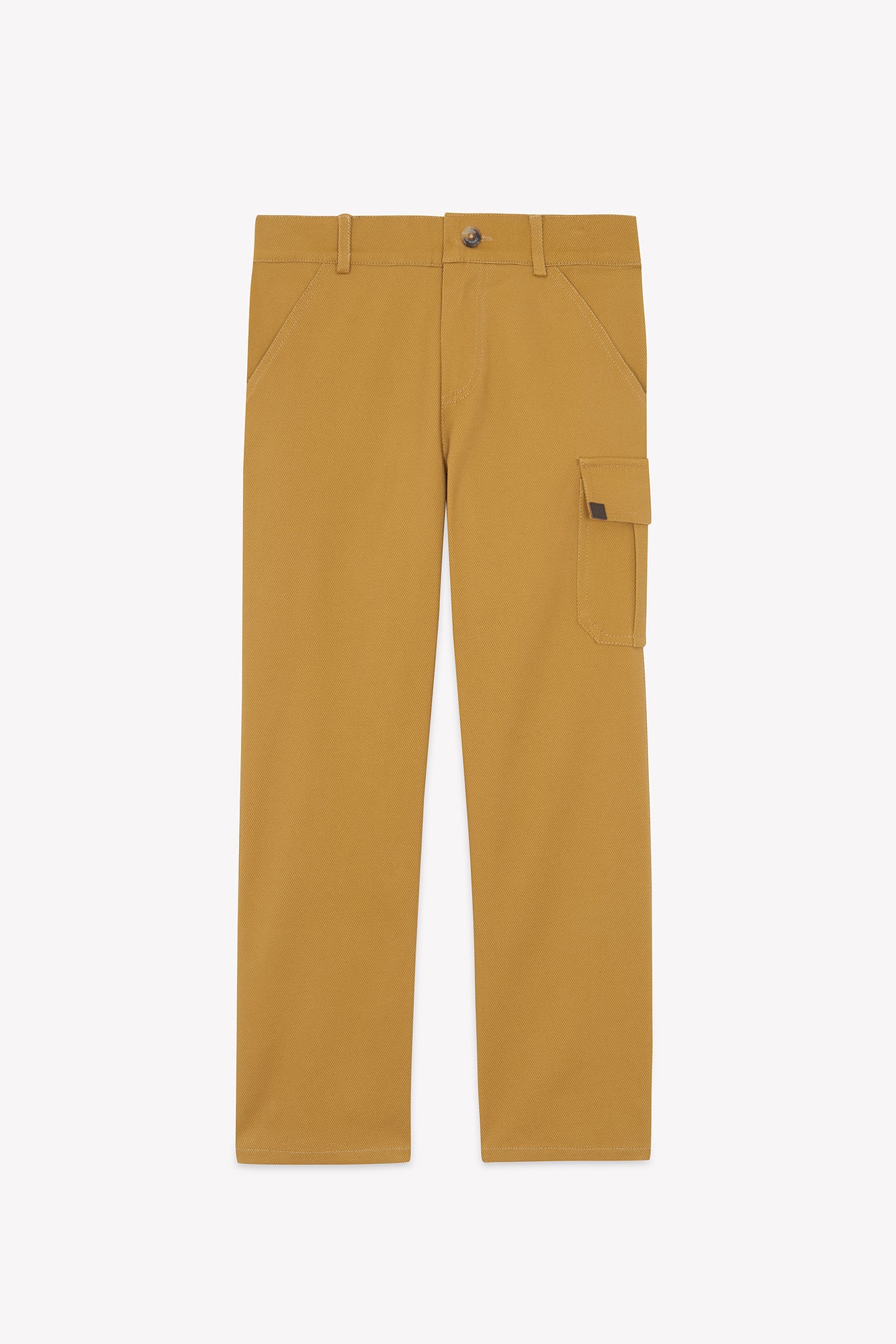 Pantalon - Moutarde coton texturé - Image 3