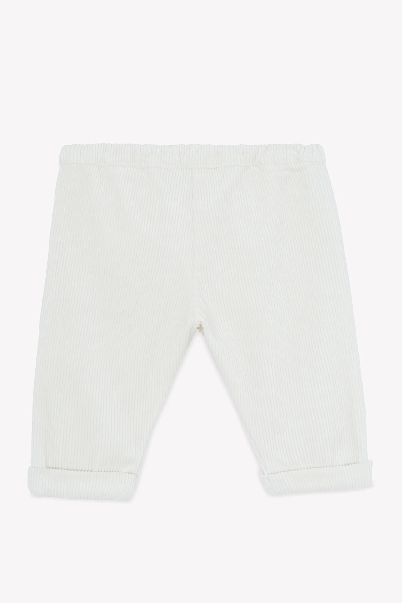 Pantalon - Ecru velours plis - Image 2