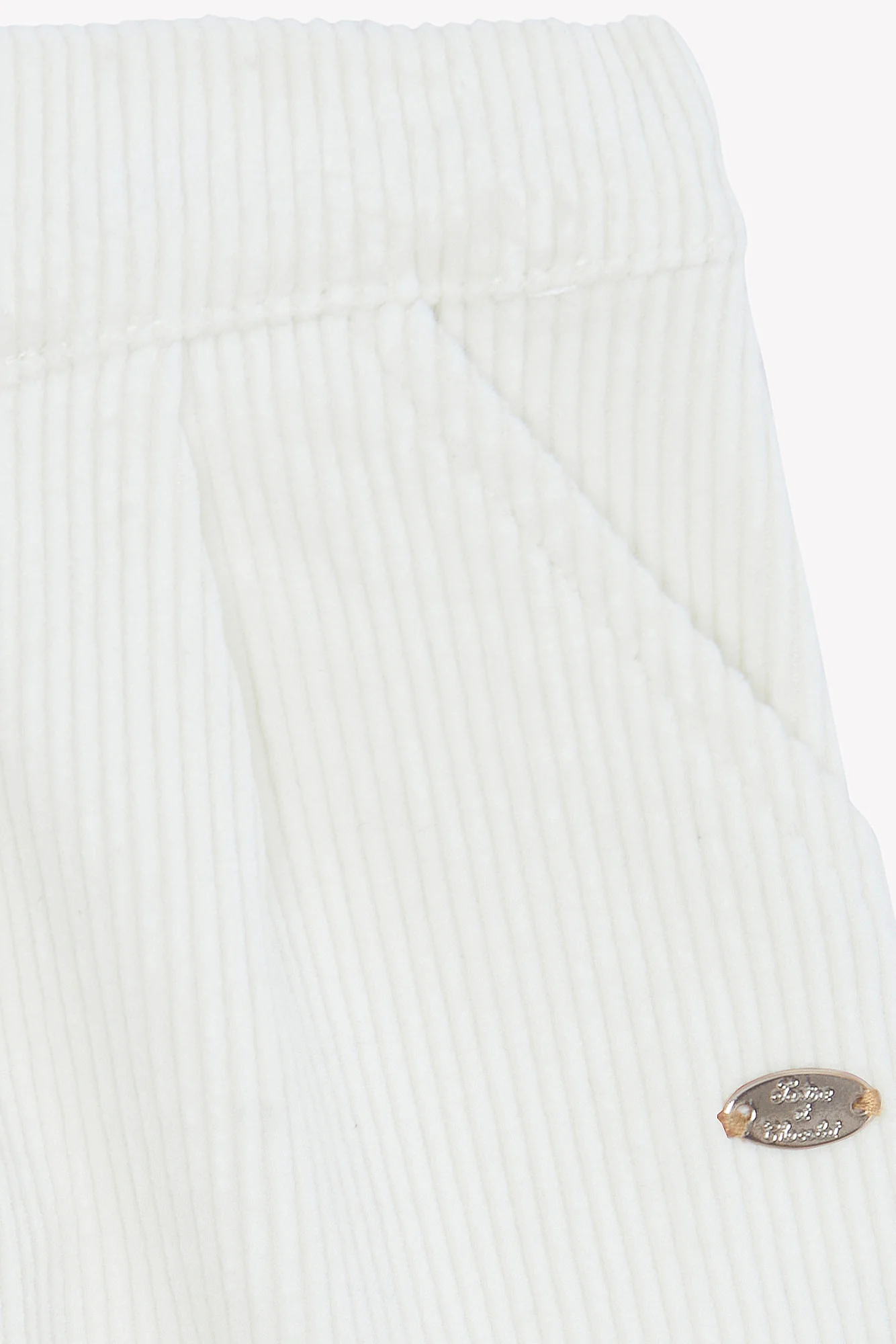 Pantalon - Ecru velours plis - Image 3