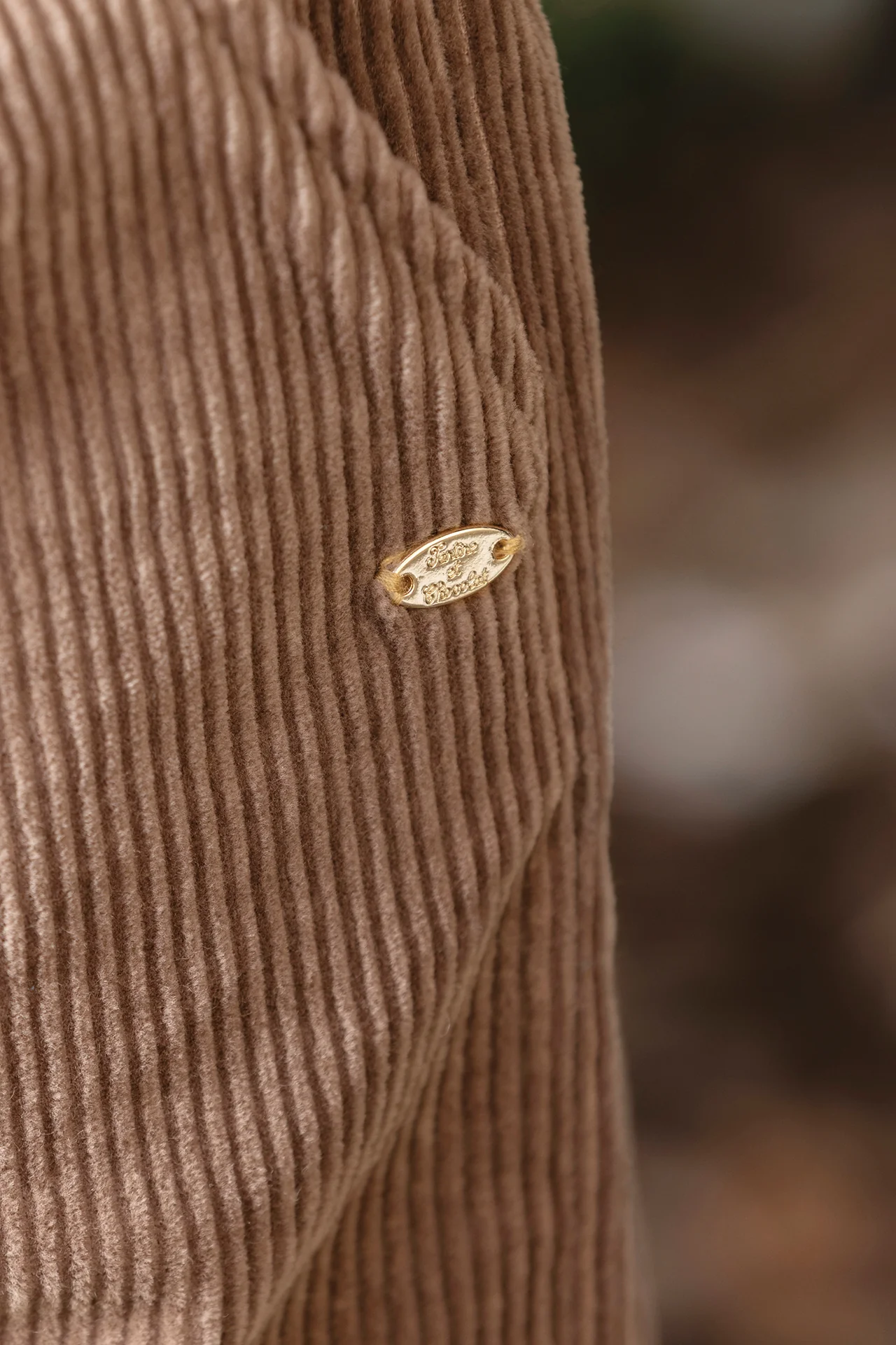Pantalon - Beige moyen velours plis - Image 2