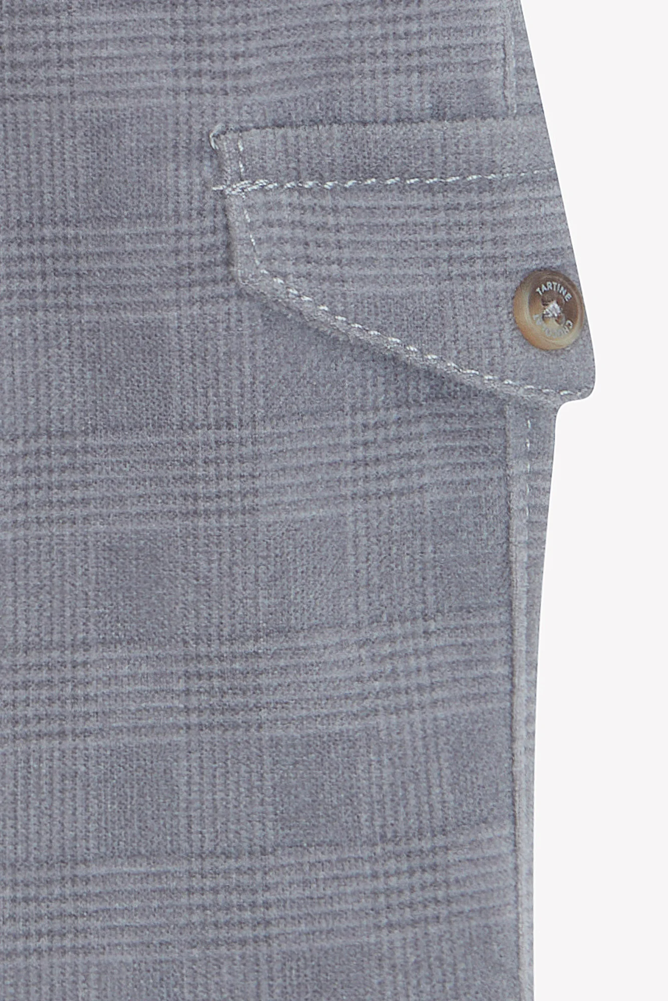 Pantalon - Gris moyen coton motif damiers - Image 3