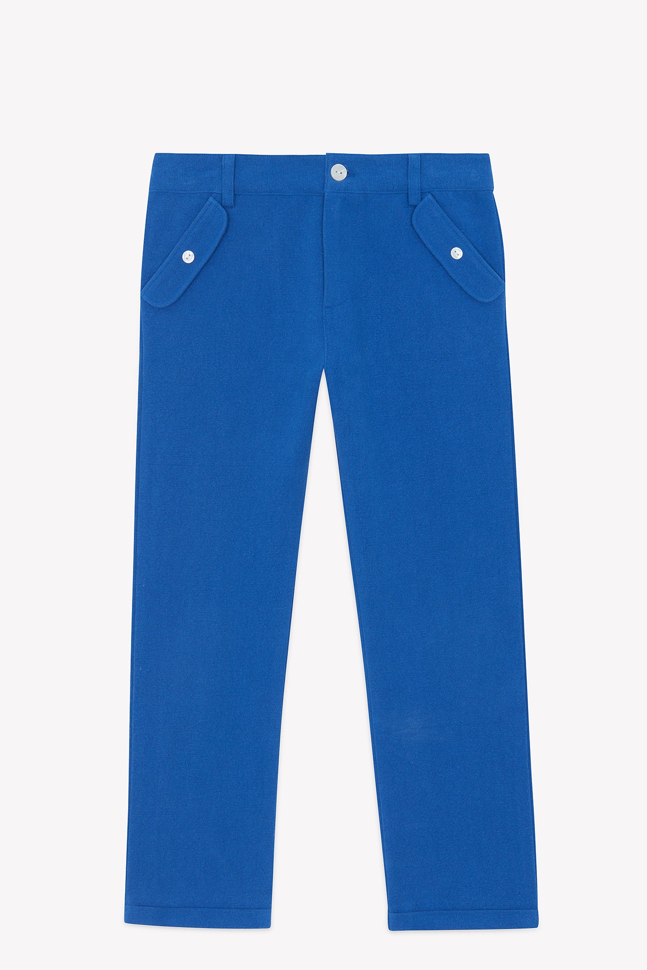 Pantalon - Bleu coton lin boutons - Image 4