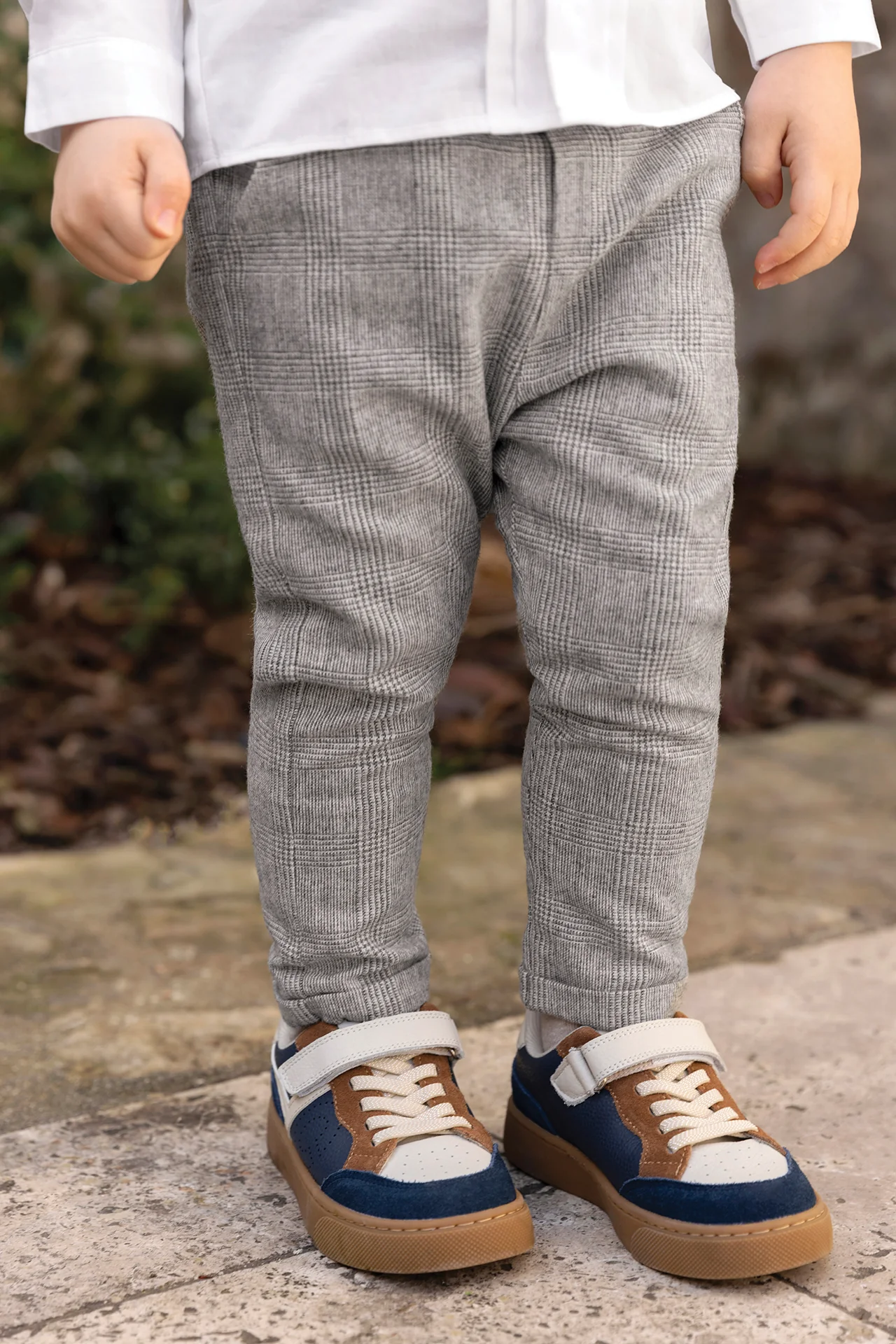 Pantalon - Gris chiné laine carreaux - Image 2