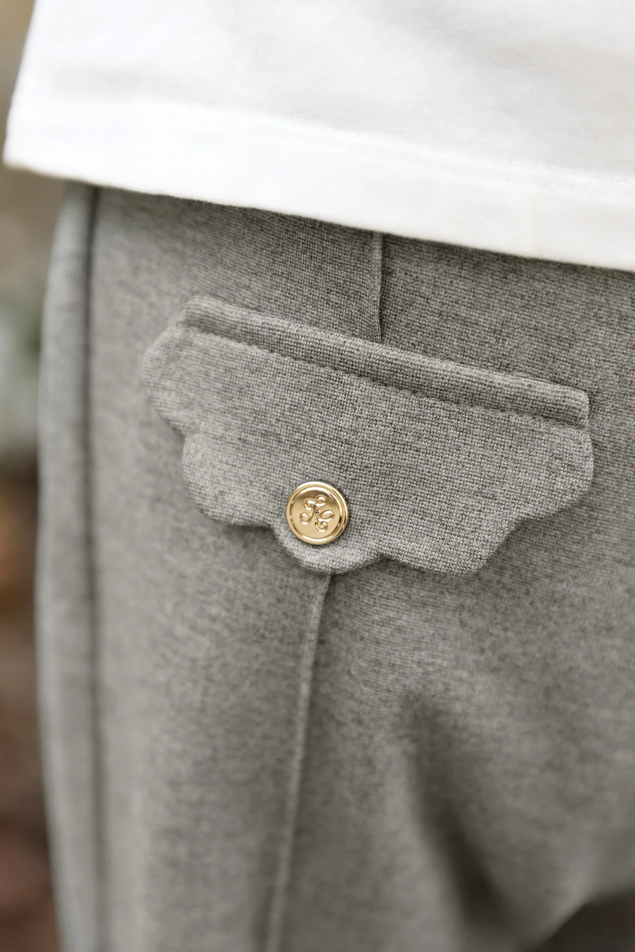 Pantalon - Gris moyen poches festonnées - Image 2