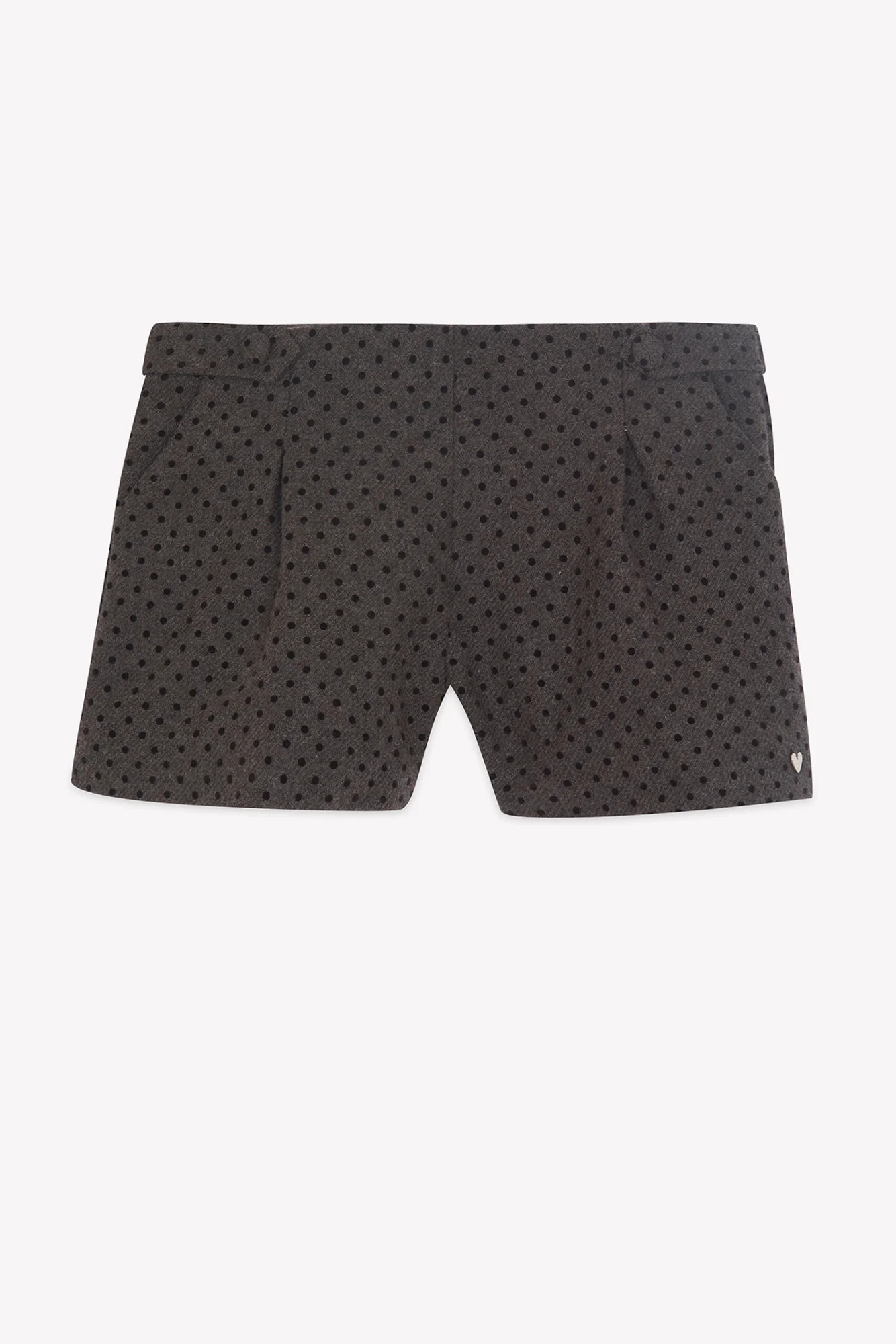 Short  - Brun laine motif pois - Image 5