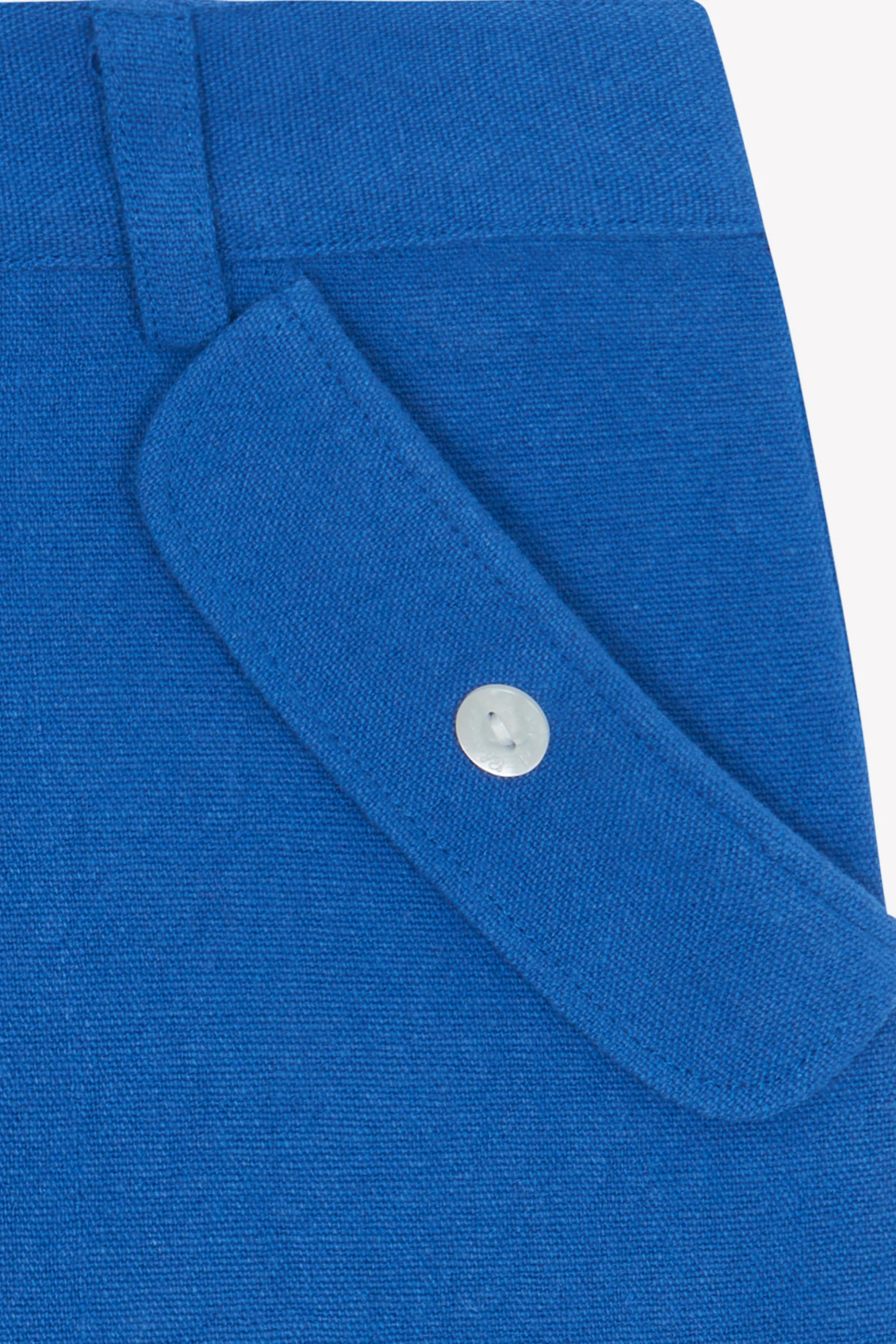 Short - Bleu coton lin boutons - Image 4
