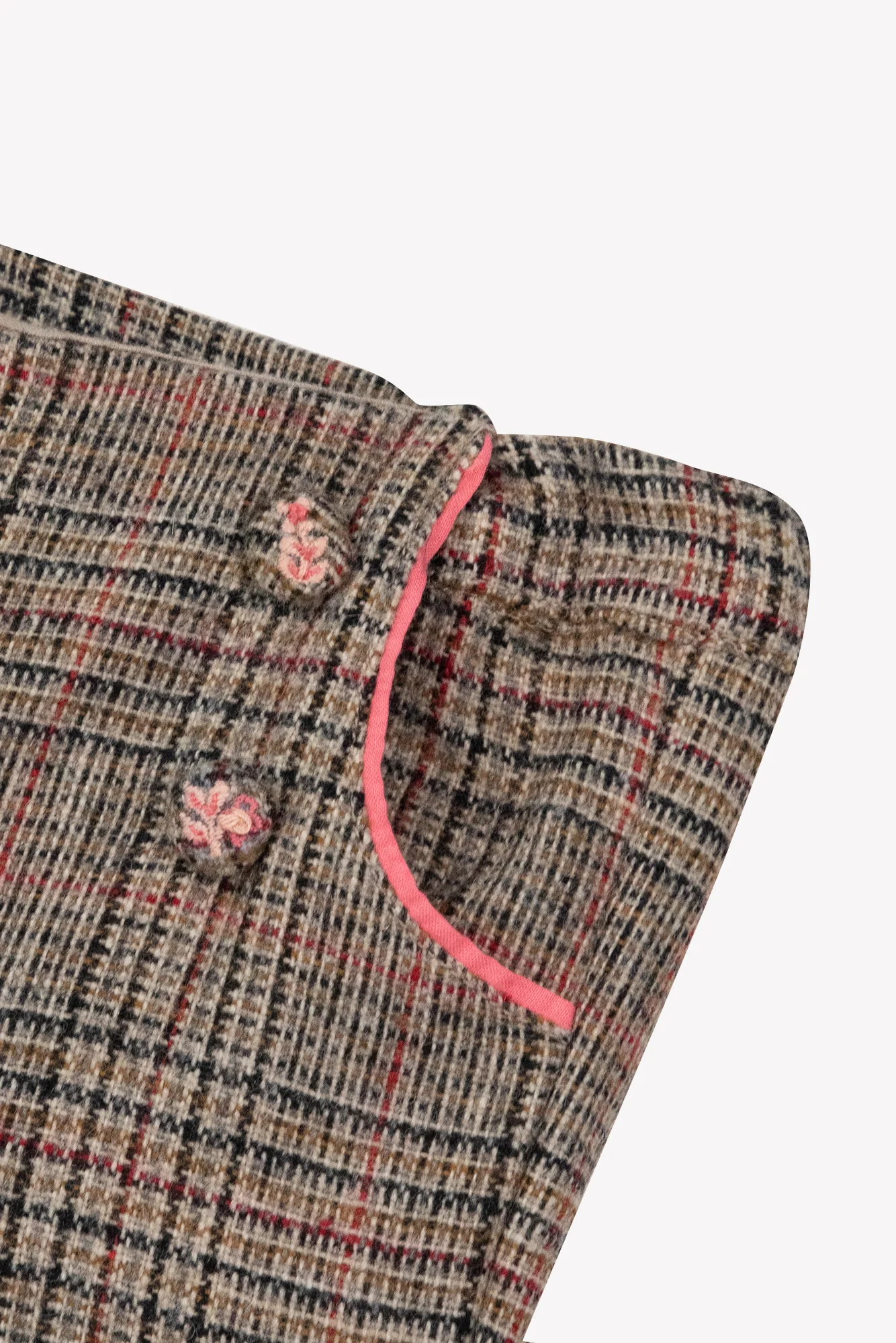 Short - Brun laine motif carreaux - Image 4