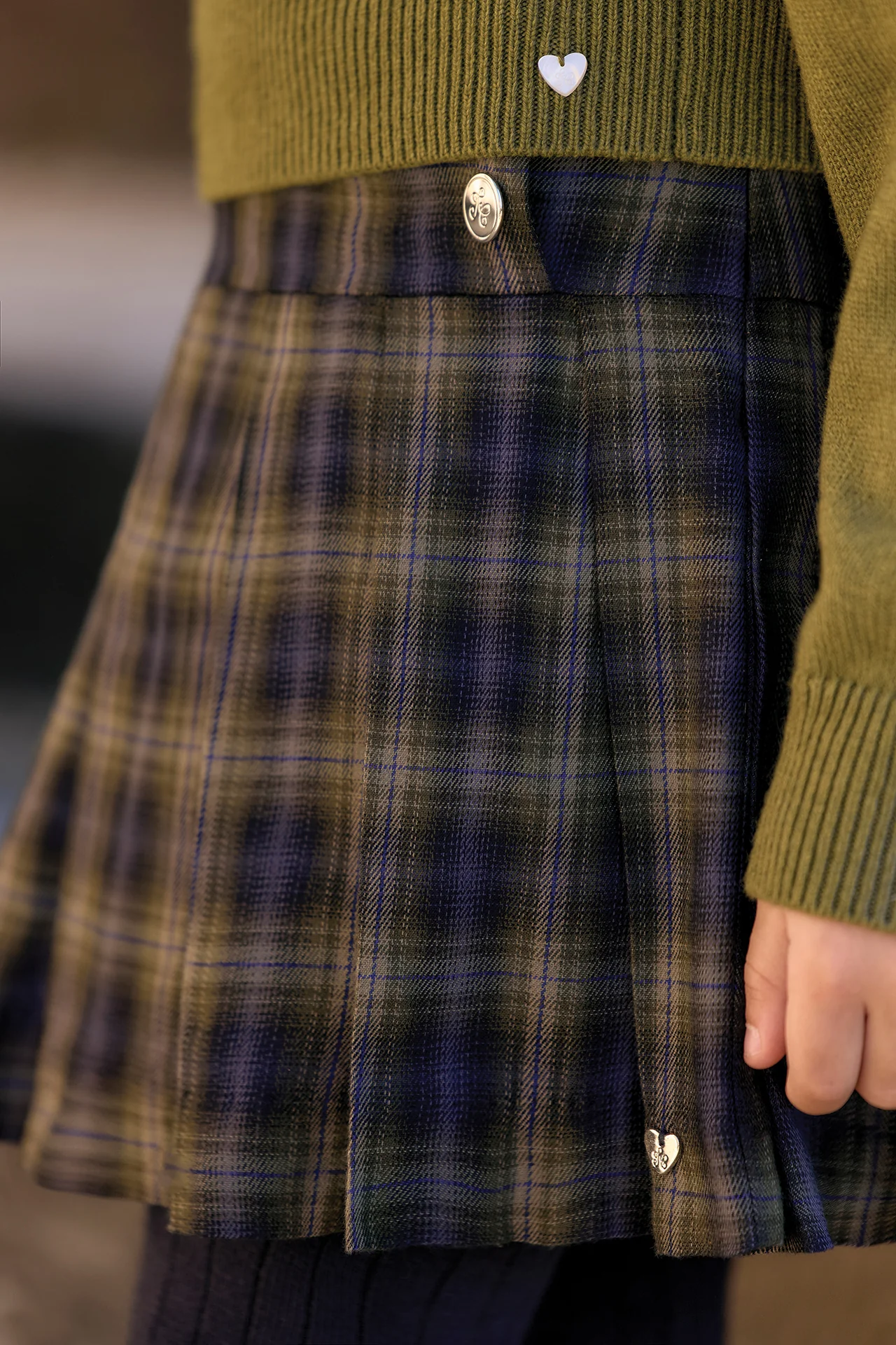 Jupe - Marine coton motif tartan - Image 2