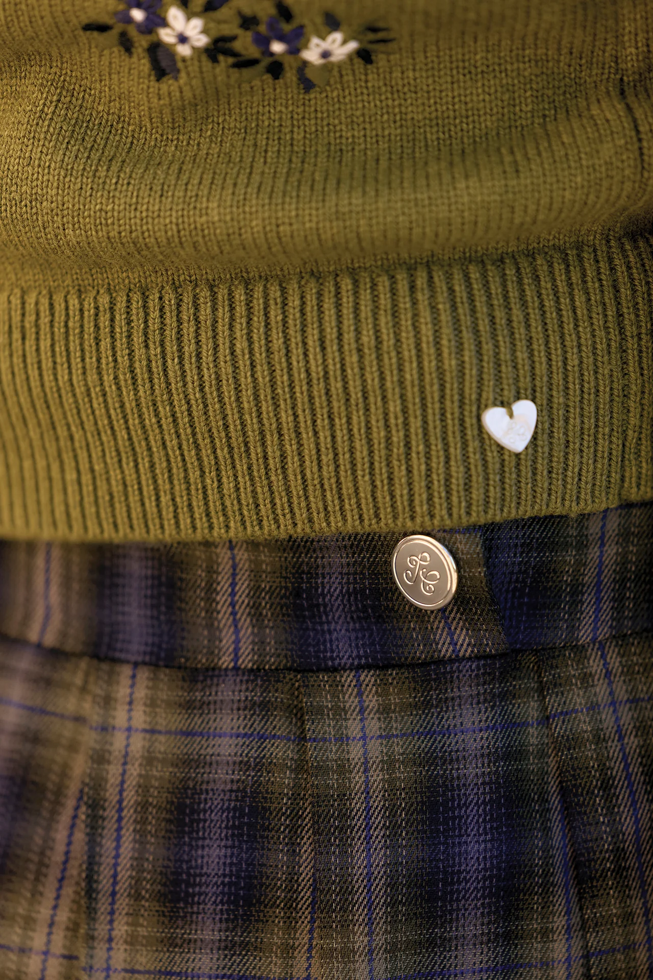 Jupe - Marine coton motif tartan - Image 3