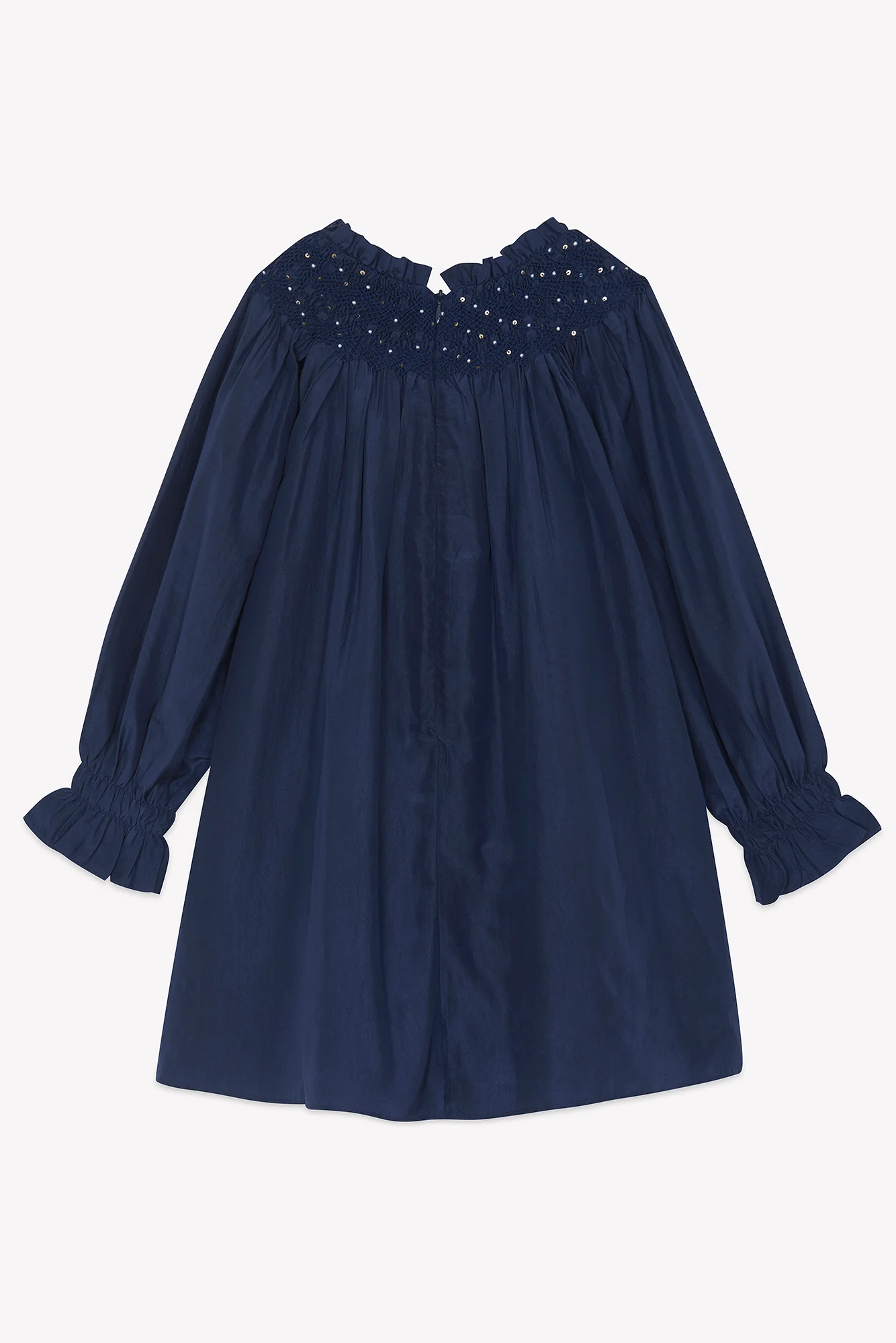 Robe - Marine soie perles - Image 6