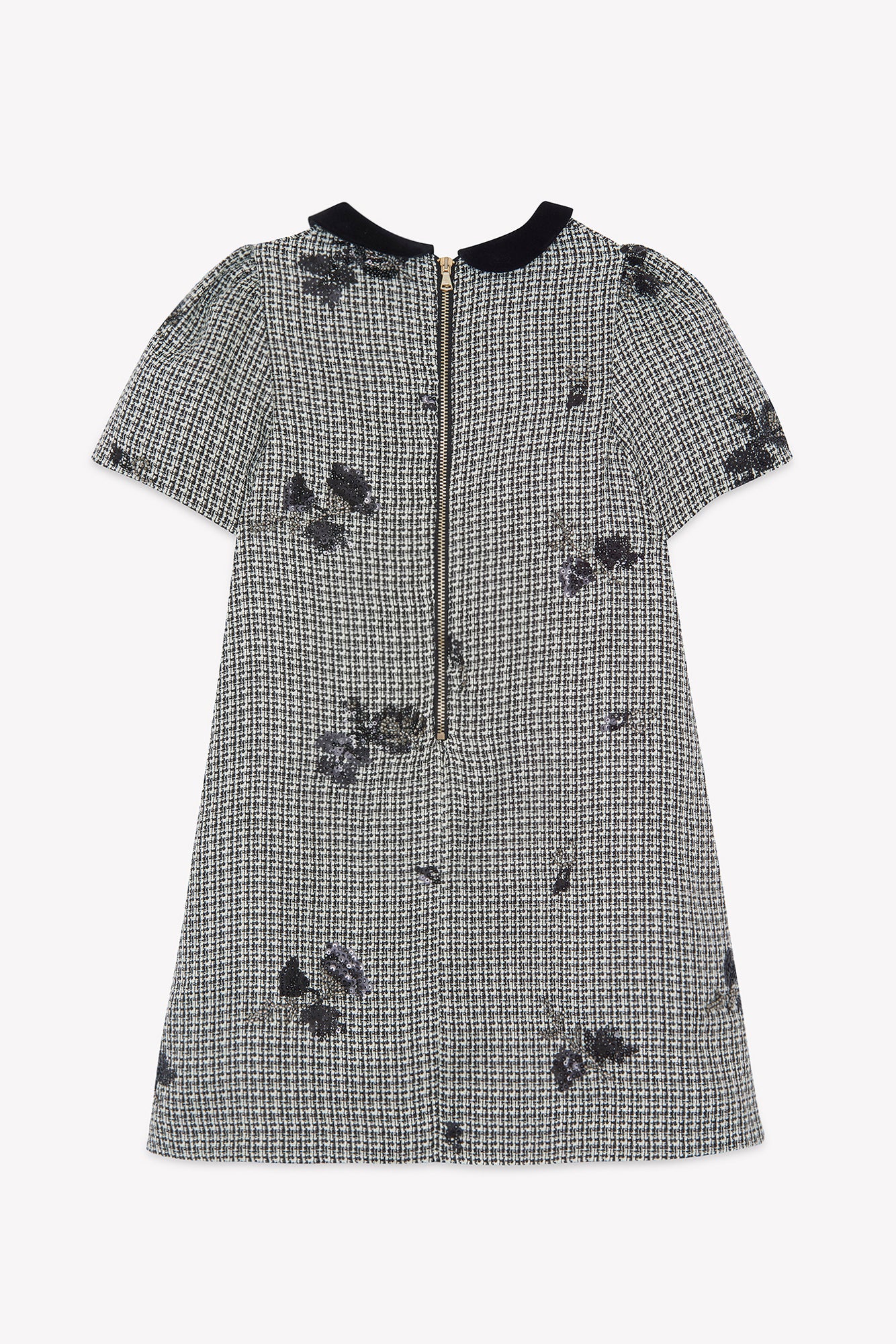 Robe - Noir col claudine pied de poule - Image 6