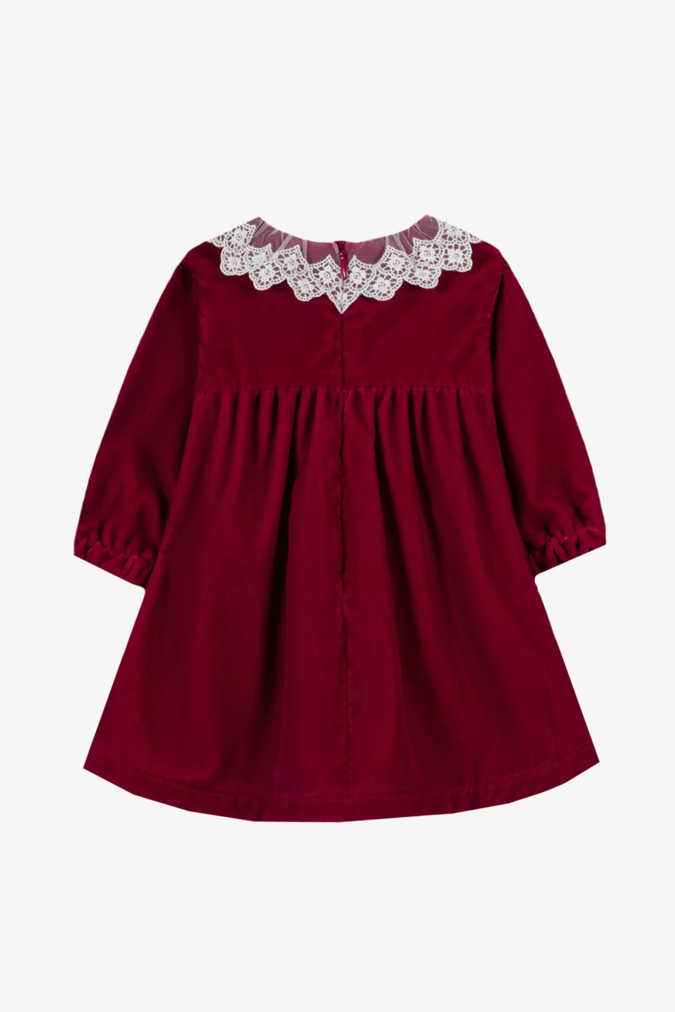 Robe - Cerise velours col dentelle - Image 6