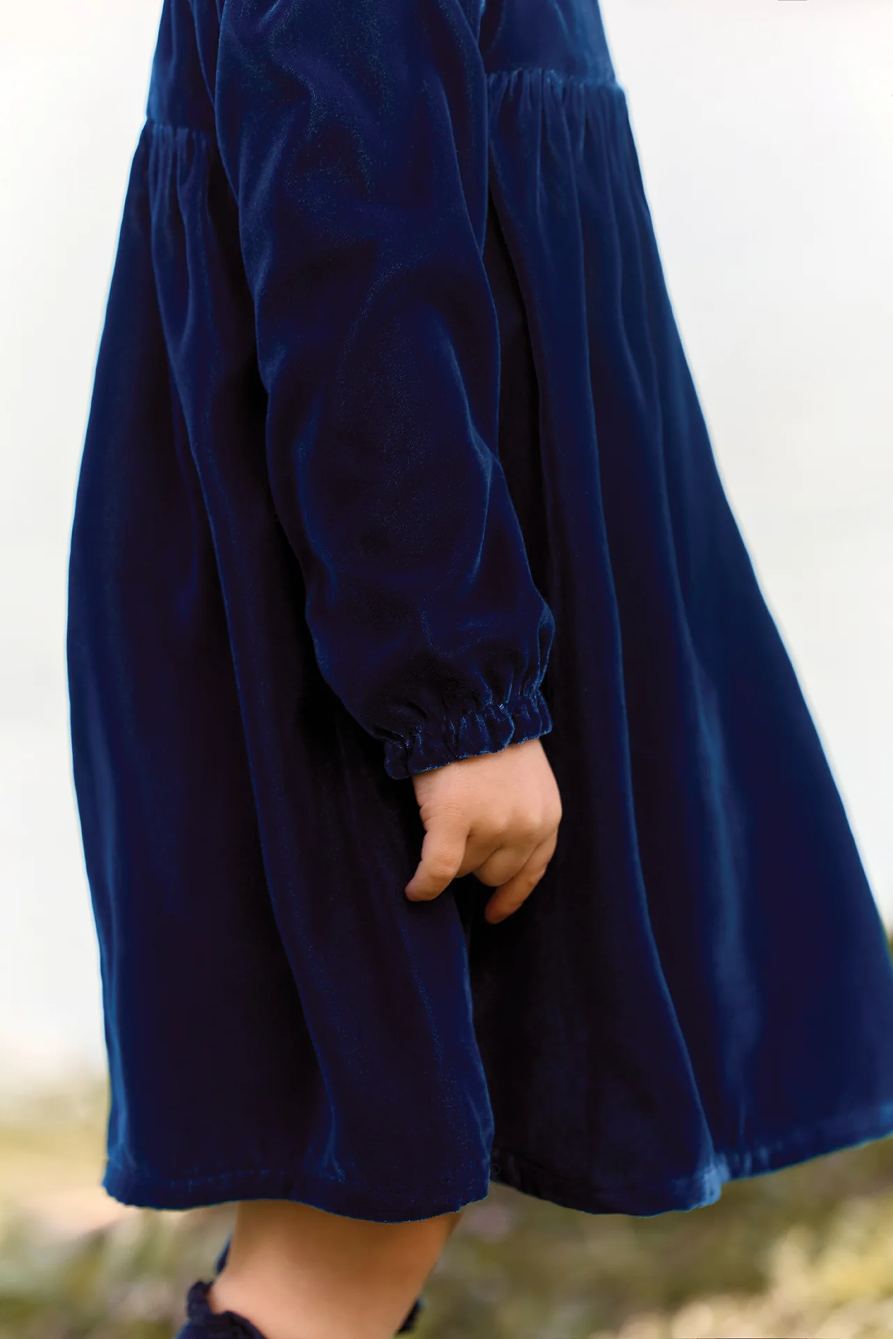 Robe - Marine velours col dentelle - Image 3