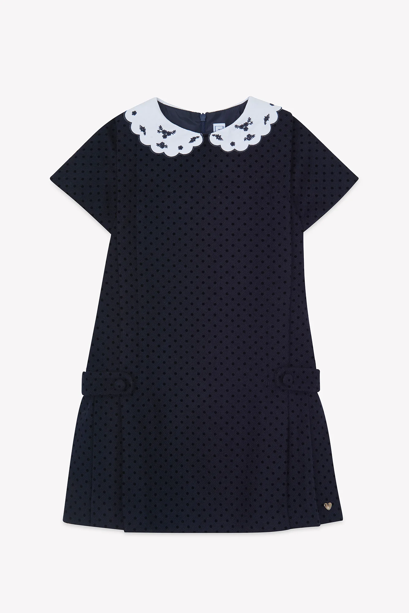 Robe - Marine laine col claudine festonné - Image 5