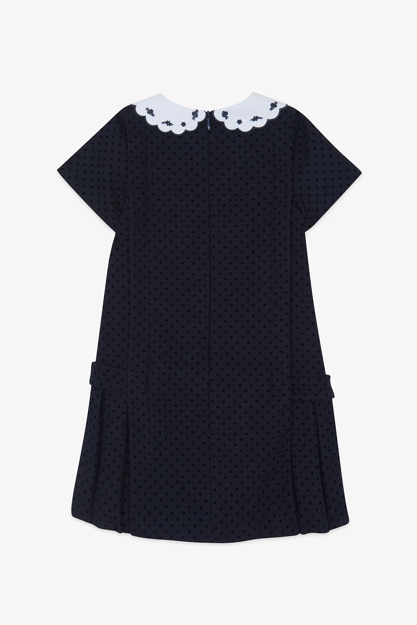 Robe - Marine laine col claudine festonné - Image 6