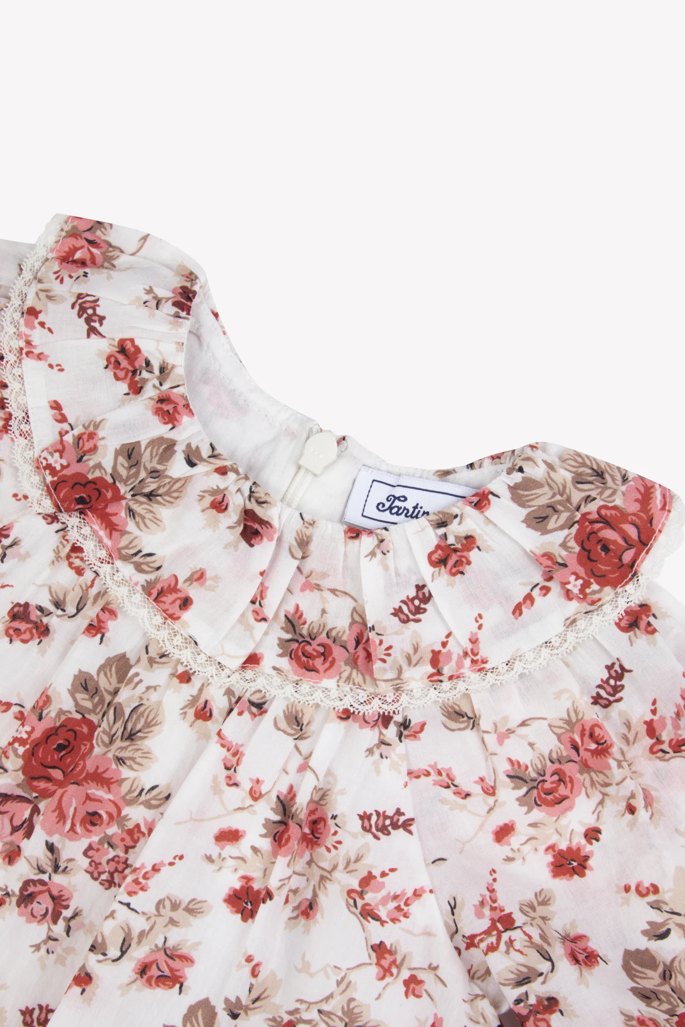 Robe - Rose pivoine coton col volanté imprimé fleuri - Image 6