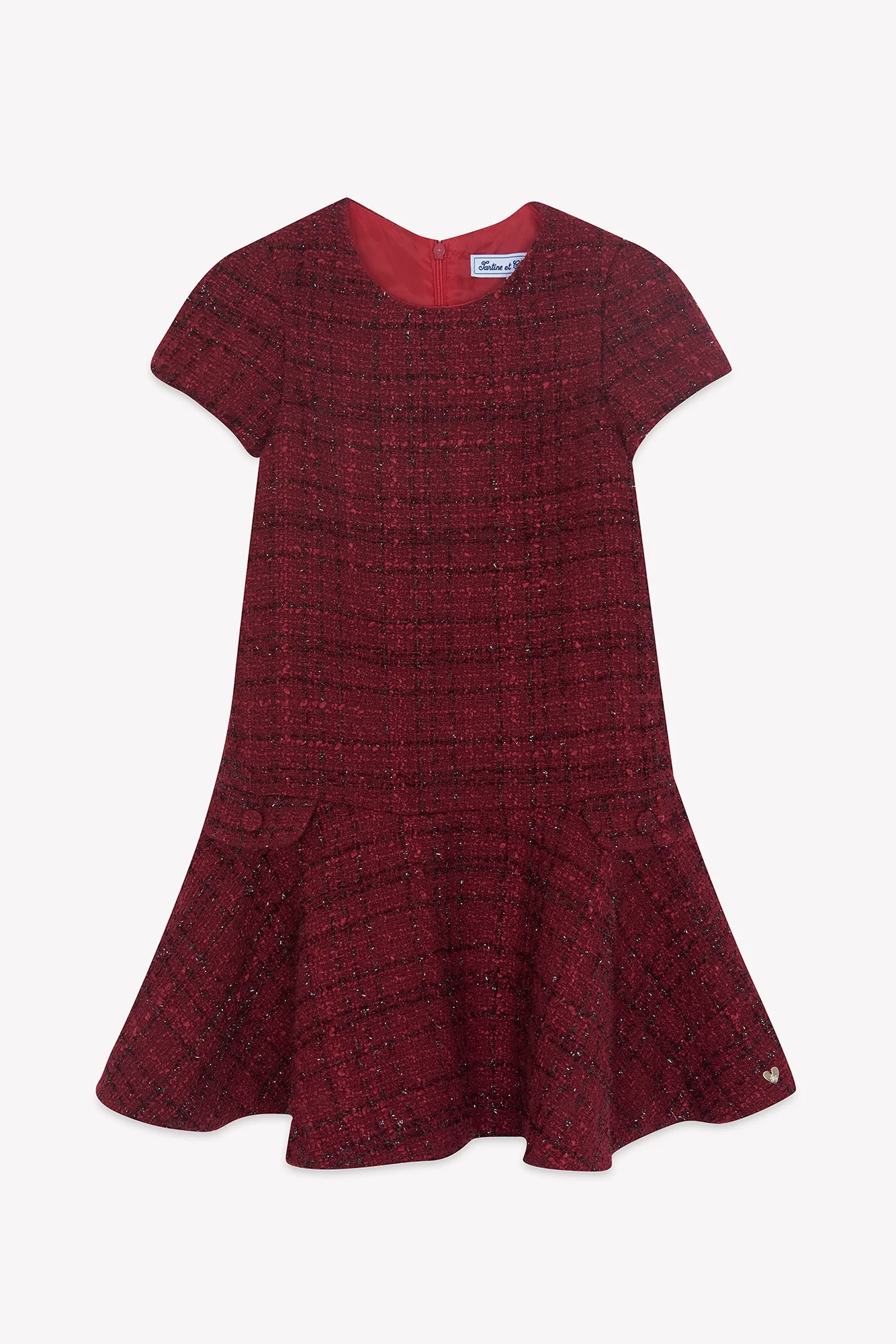 Robe - Cerise col rond tweed - Image 4