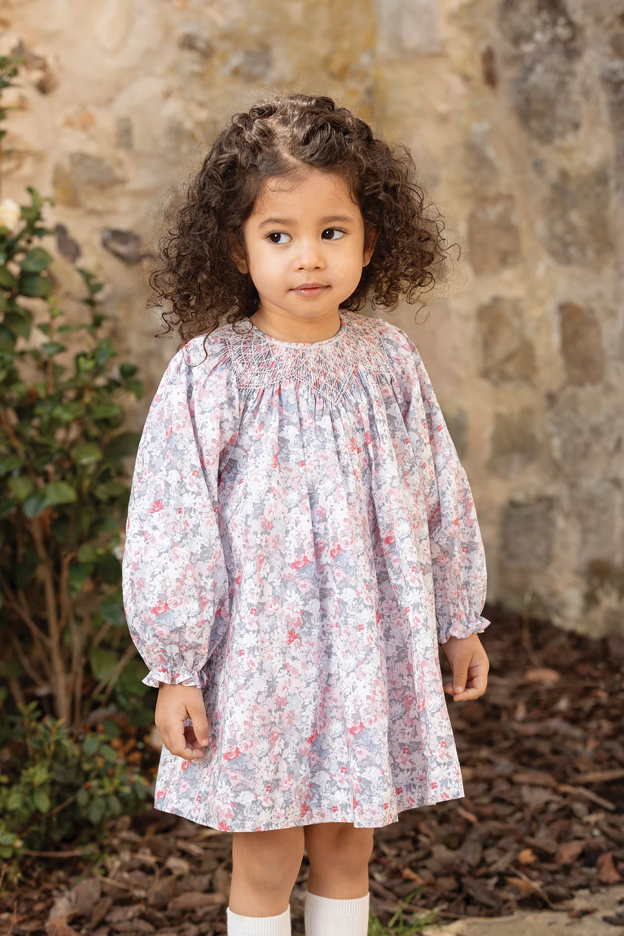 Robe - Gris moyen coton imprimé fleurs