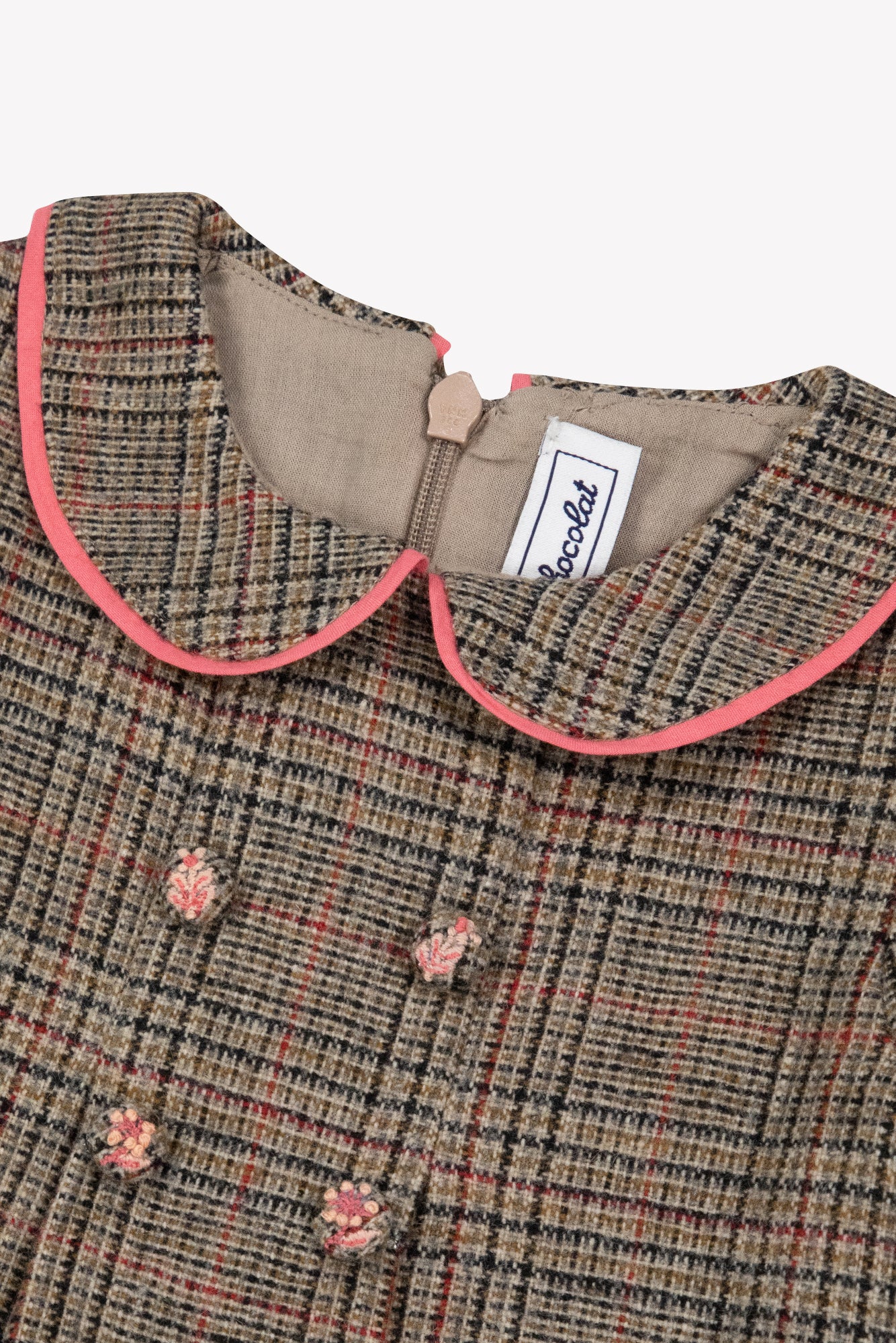 Robe - Brun laine carreaux - Image 5