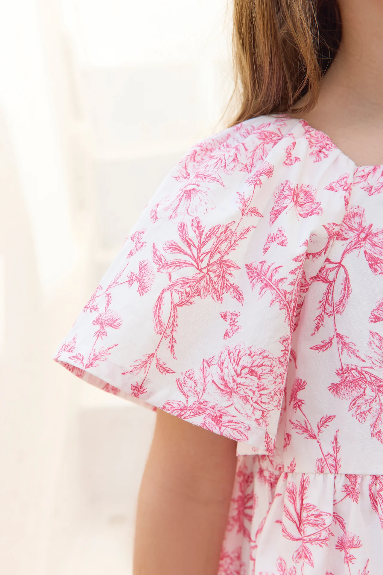 Robe - Rose coton imprimé inspiration toile de jouy - Image 2