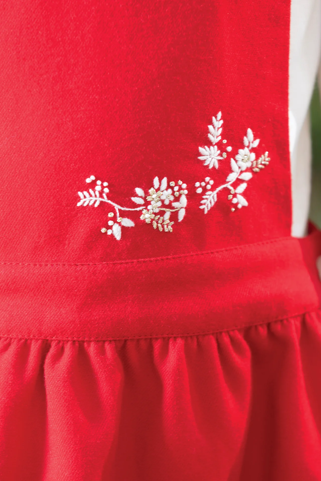 Robe - Cerise broderies fleurs - Image 3