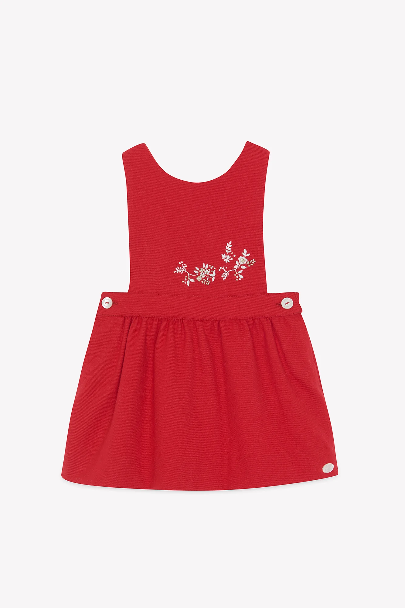 Robe - Cerise broderies fleurs - Image 4