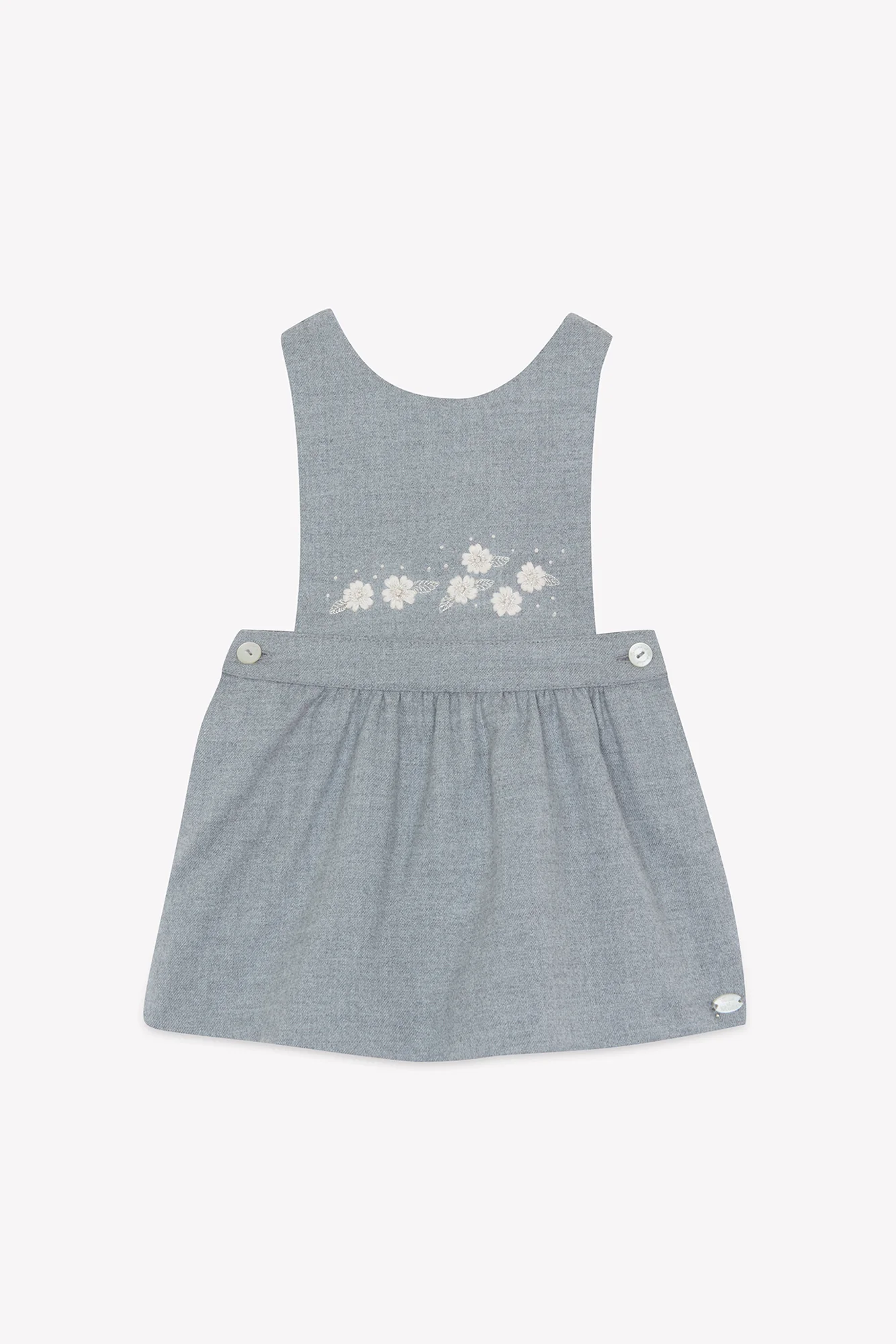 Robe - Gris moyen broderies fleurs