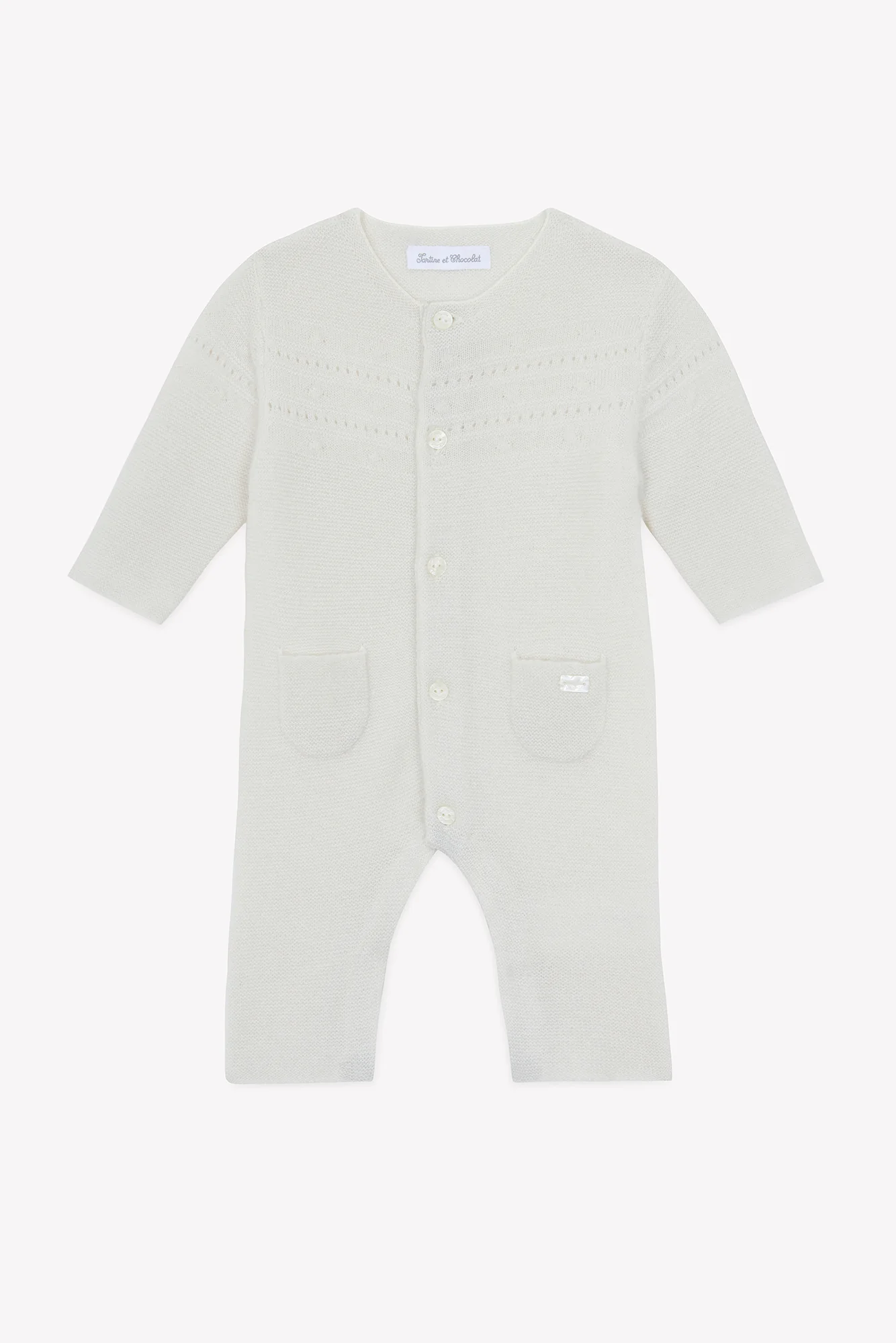 Combinaison longue - Ecru laine col rond